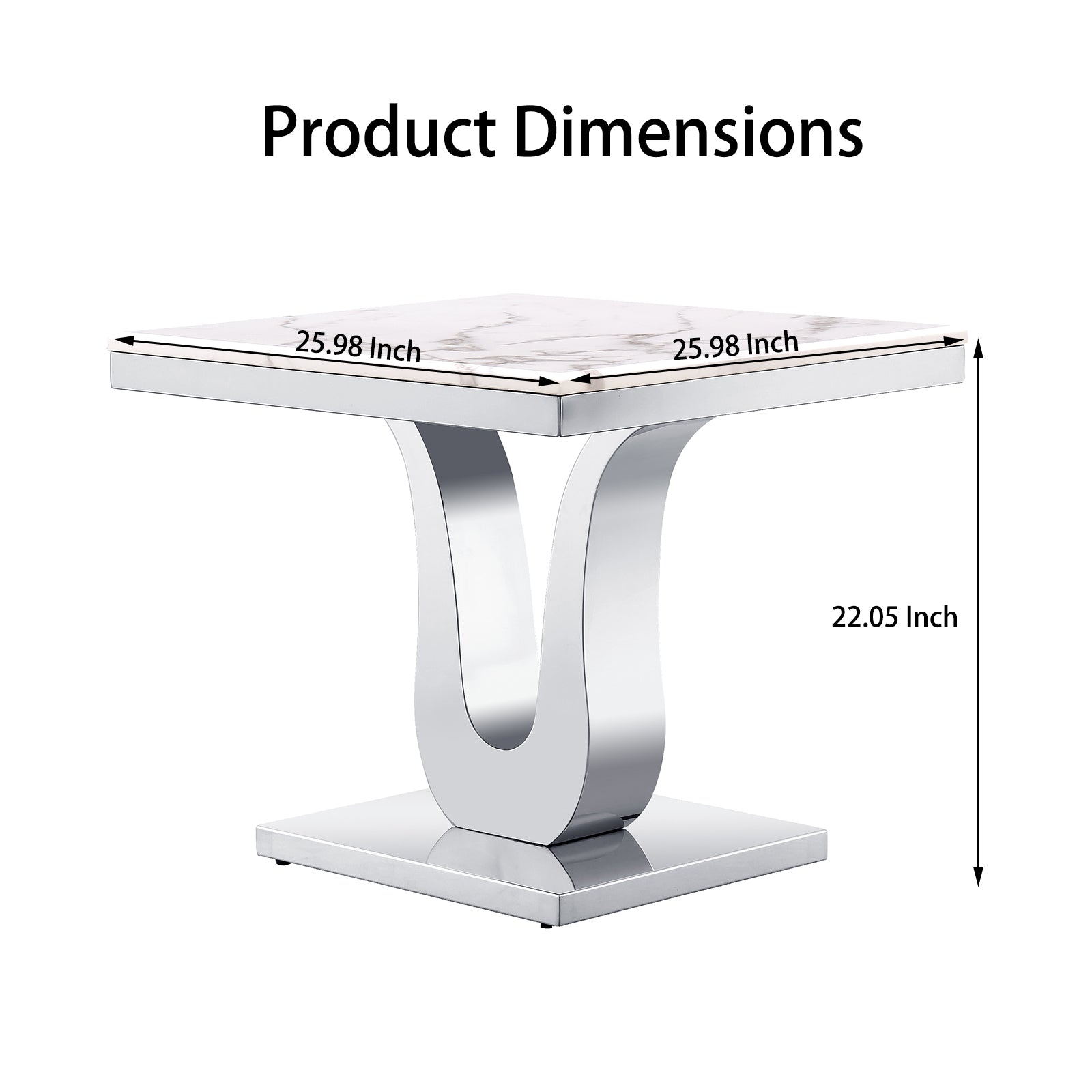 Silver gray end table with Metal U Base | E407