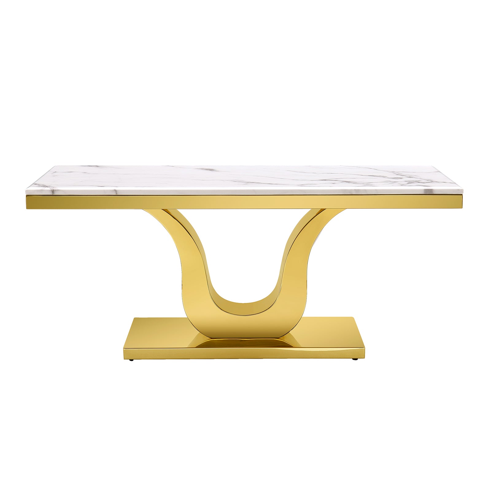 White Gold DIning table | 63.98" Rectangle Top | Metal U Base| T228