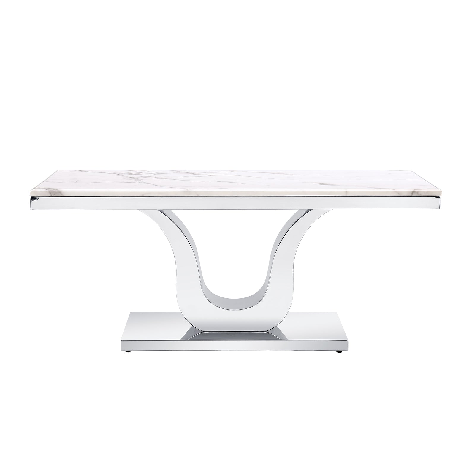 White and Silver Living room table Set | Metal U Base |L211