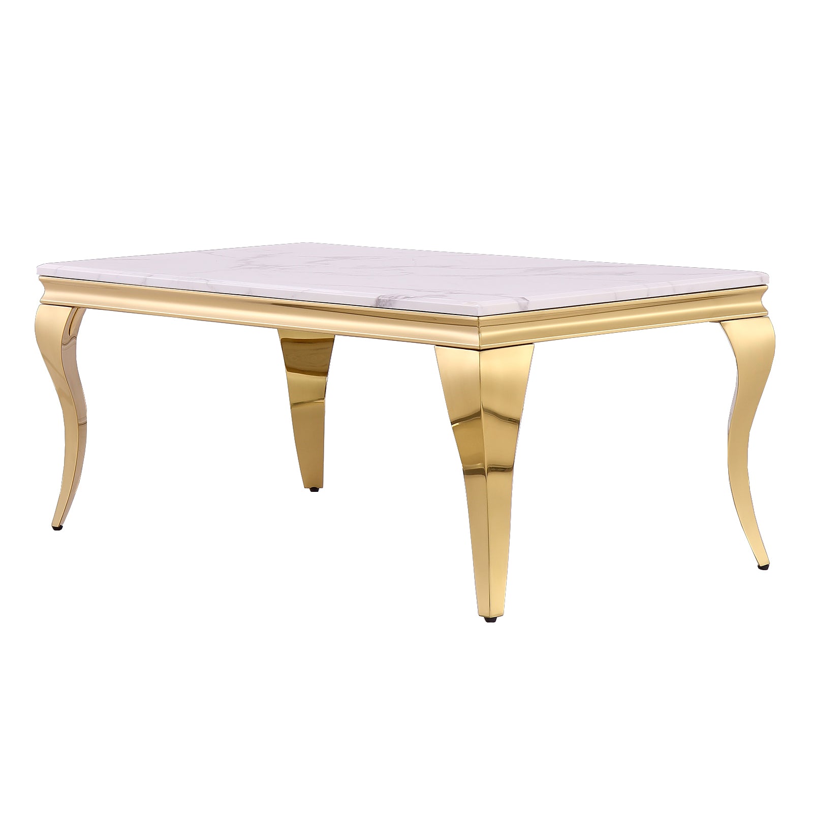 White Coffee Table with Gold Cabriole Legs | F316