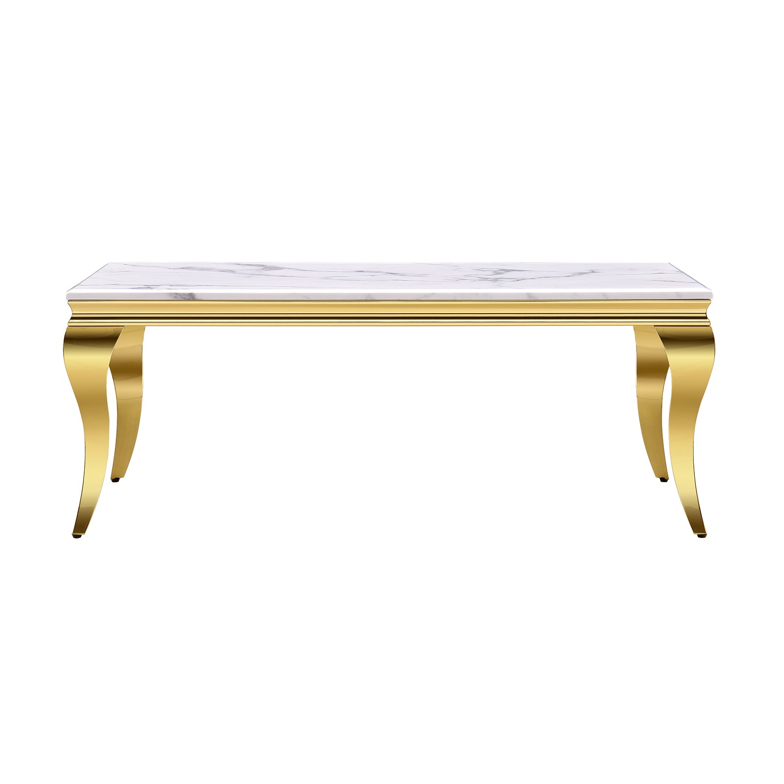 White Coffee Table with Gold Cabriole Legs | F316
