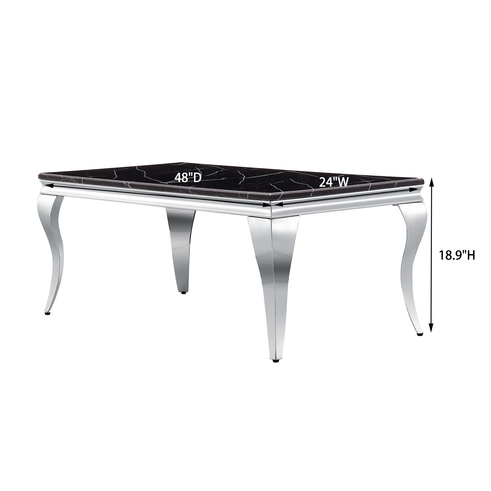 Black Coffee Table with Silver Cabriole Legs | F317