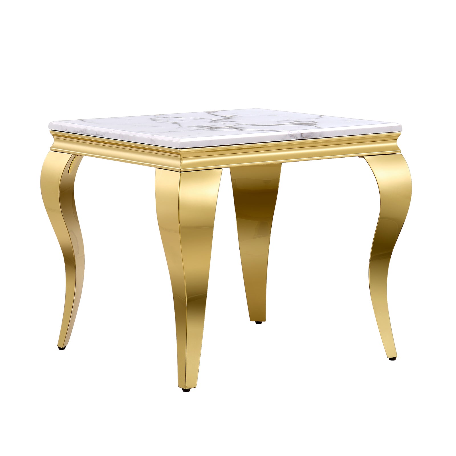 White Gold End Table with Stainless Steel Legs | E411