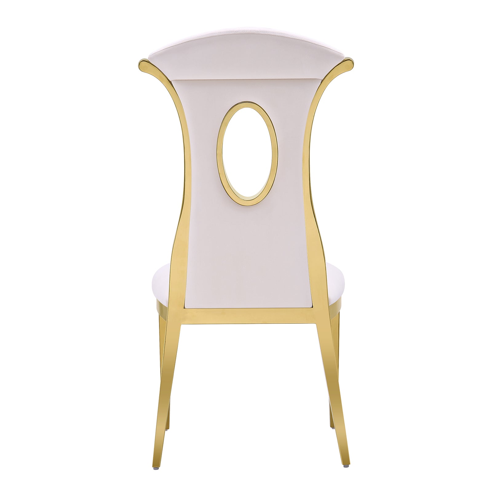 AUZ White Gold dining chairs | High Back Dining Room Chairs Set of 2| Gold metal legs | C173