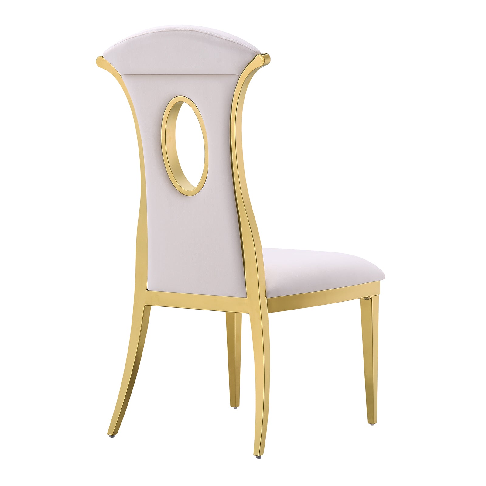 AUZ White Gold dining chairs | High Back Dining Room Chairs Set of 2| Gold metal legs | C173
