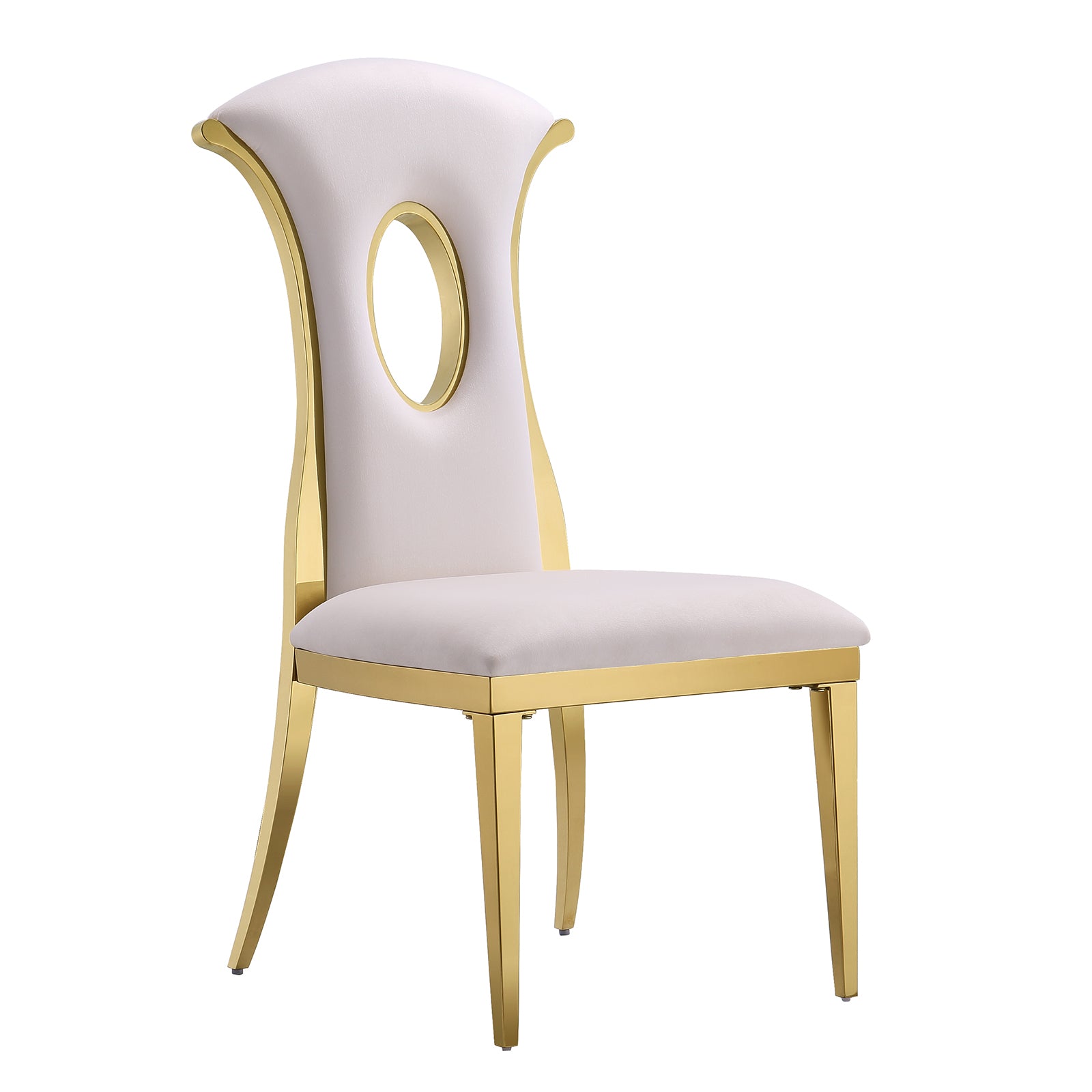 AUZ White Gold dining chairs | High Back Dining Room Chairs Set of 2| Gold metal legs | C173
