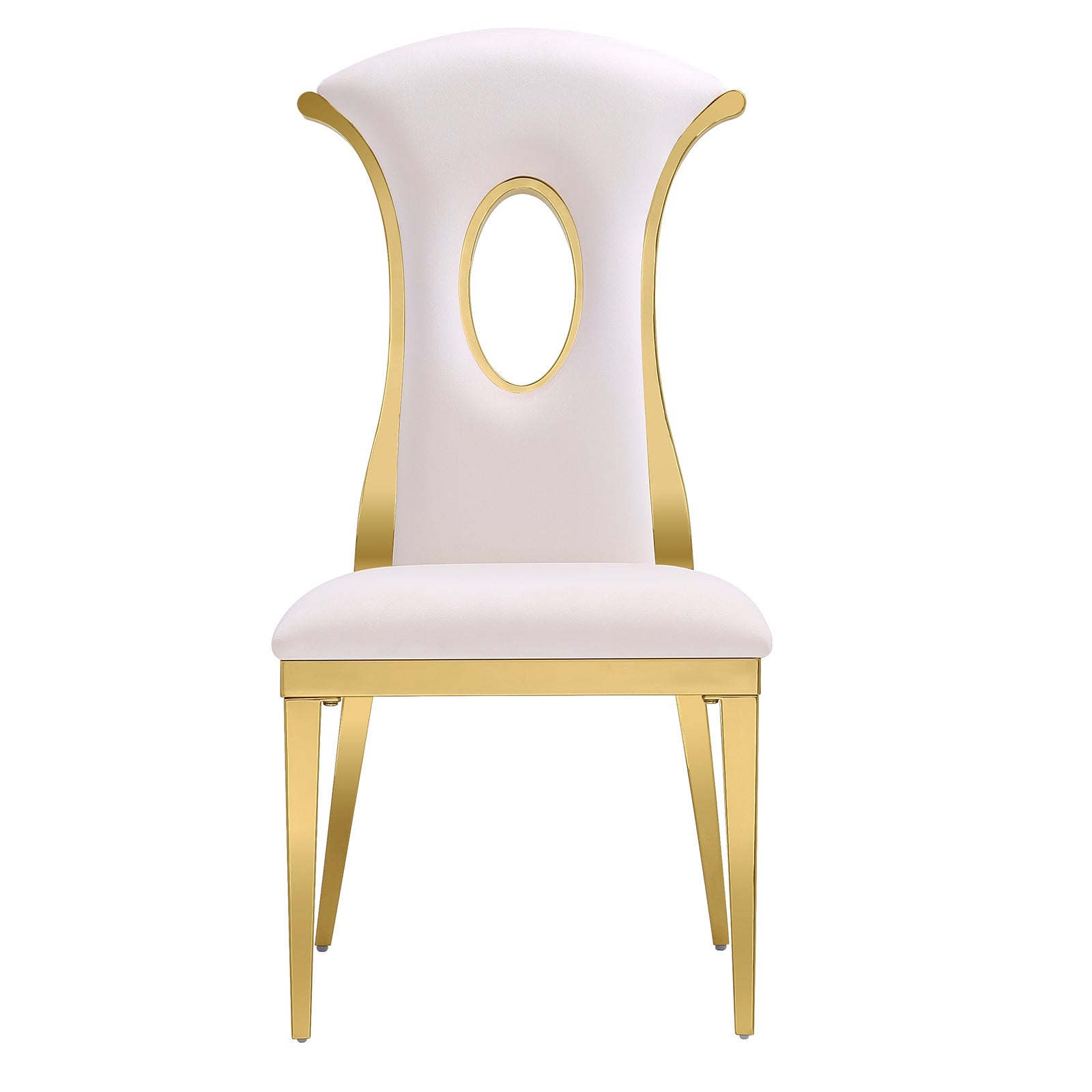 AUZ White Gold dining chairs | High Back Dining Room Chairs Set of 2| Gold metal legs | C173