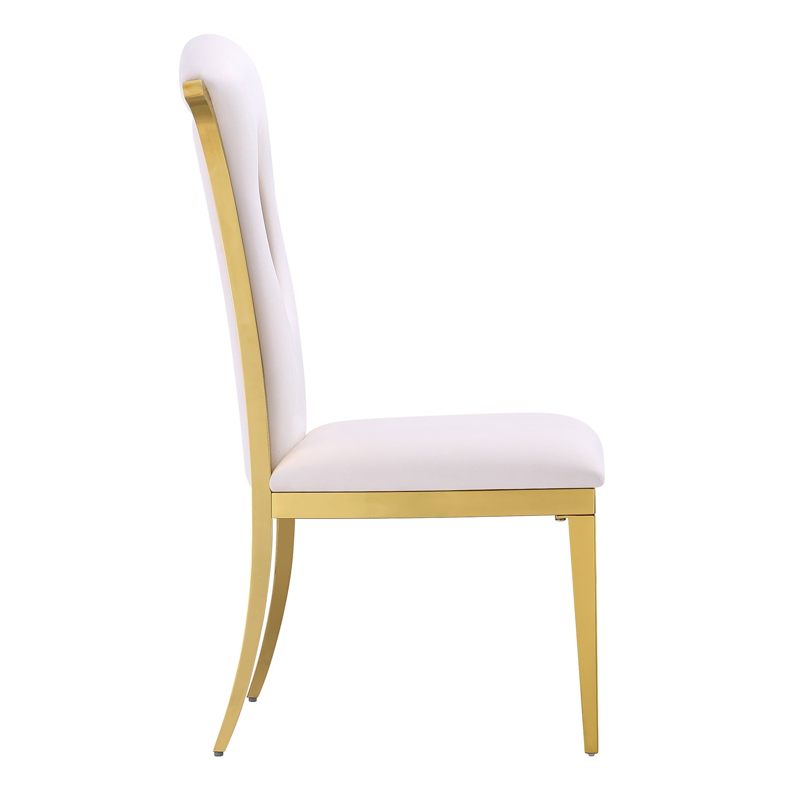AUZ White Gold dining chairs | High Back Dining Room Chairs Set of 2| Gold metal legs | C173