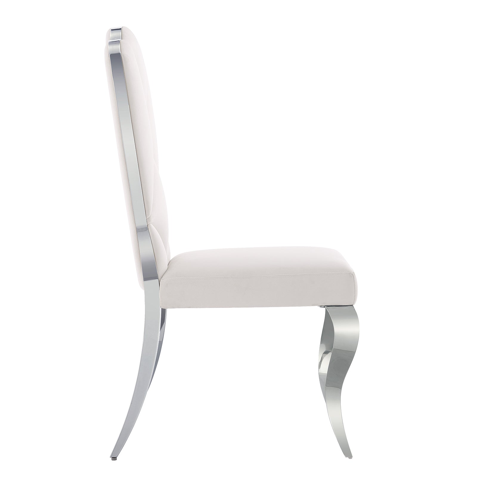 White velvet dining chairs | Cloud backrest design | Silver Metal legs | C141