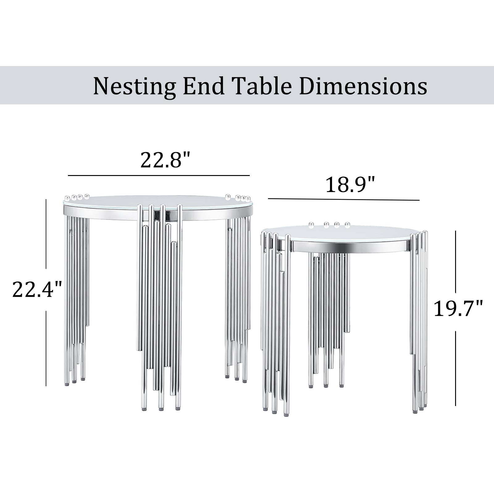 Nesting End Table with Metal multi-cylindrical legs | E421