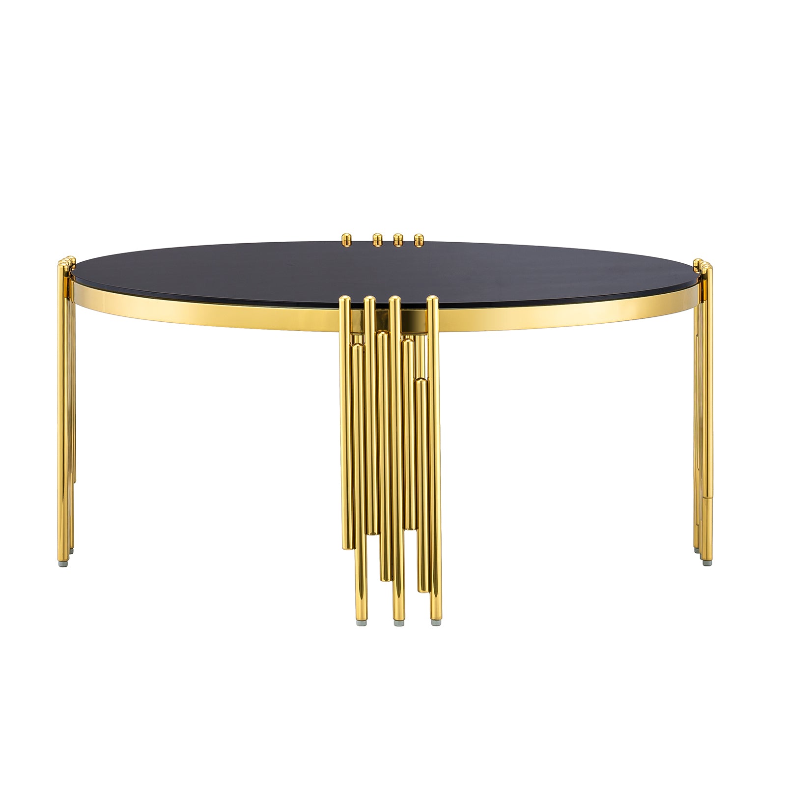 Gold Round coffee table set | Metal multi-cylindrical legs | L222