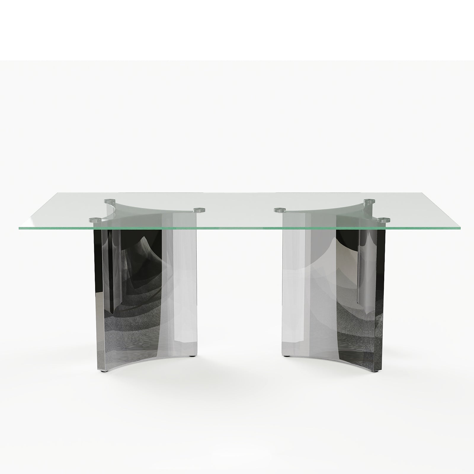 78" Glass Dining Table | Triangle Base Dining Table Table for 6-8 | Stainless Steel Frame | T238