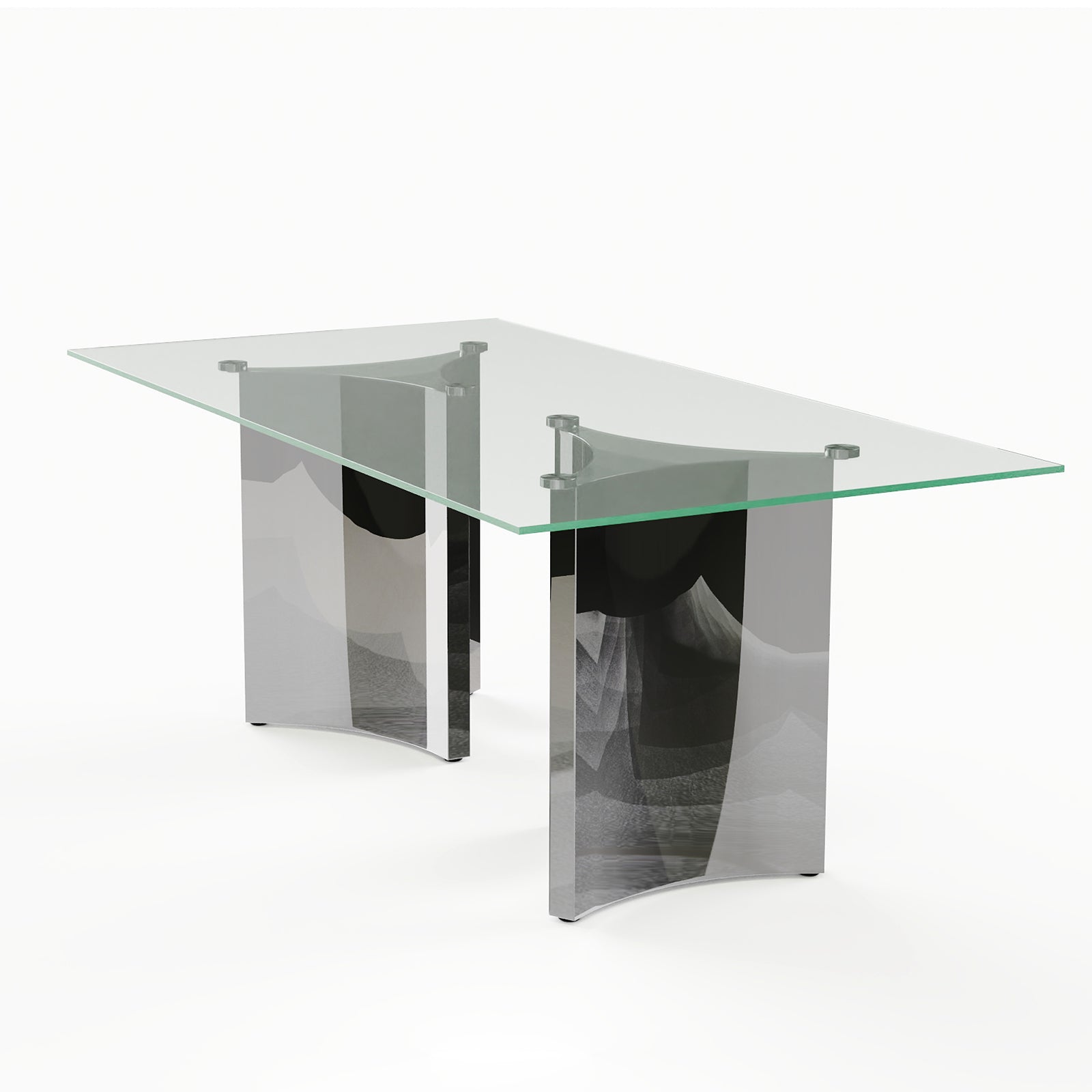 78" Glass Dining Table | Triangle Base Dining Table Table for 6-8 | Stainless Steel Frame | T238