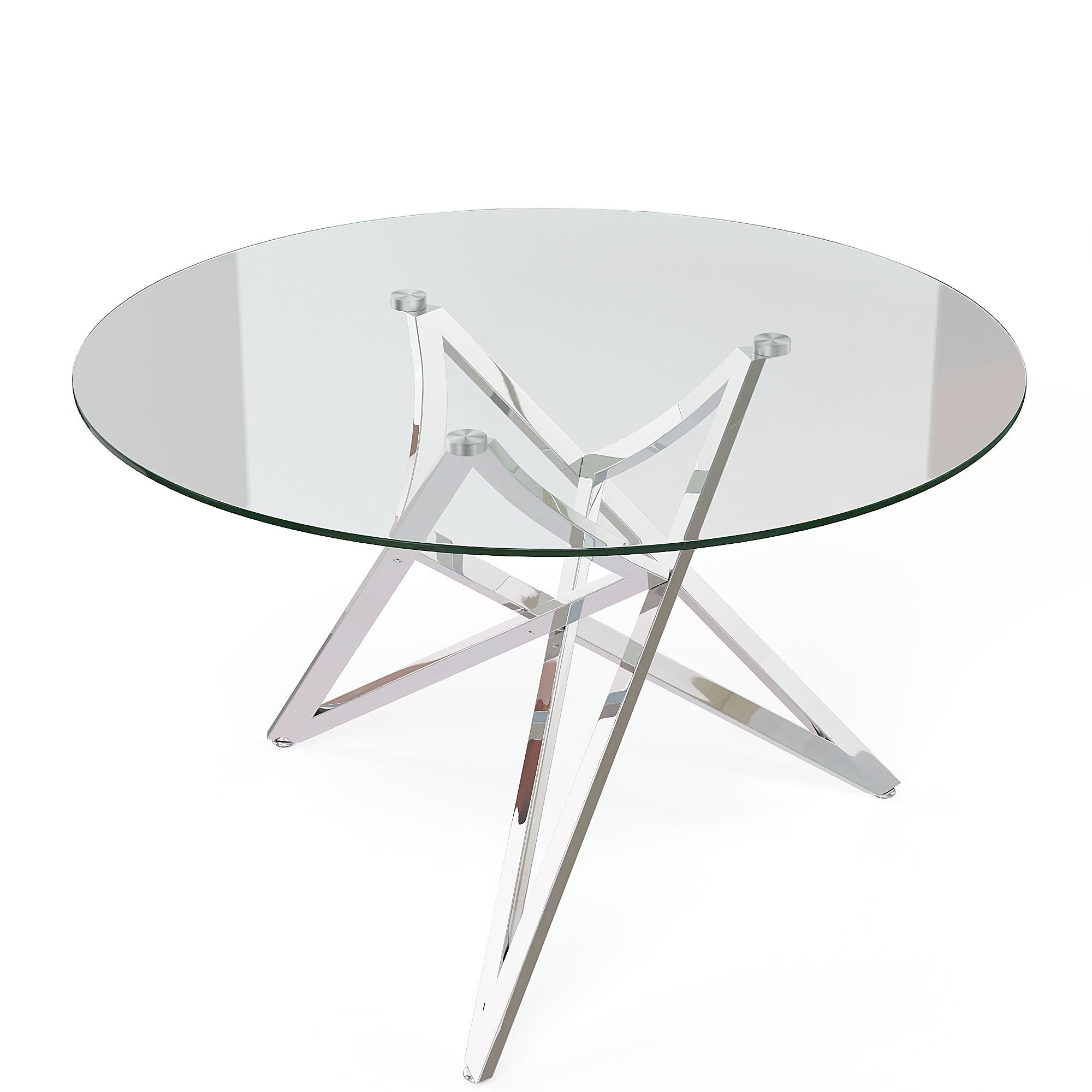Round Dining Table | 47" Silver Glass Dining Table | Stable triangle structure | T230