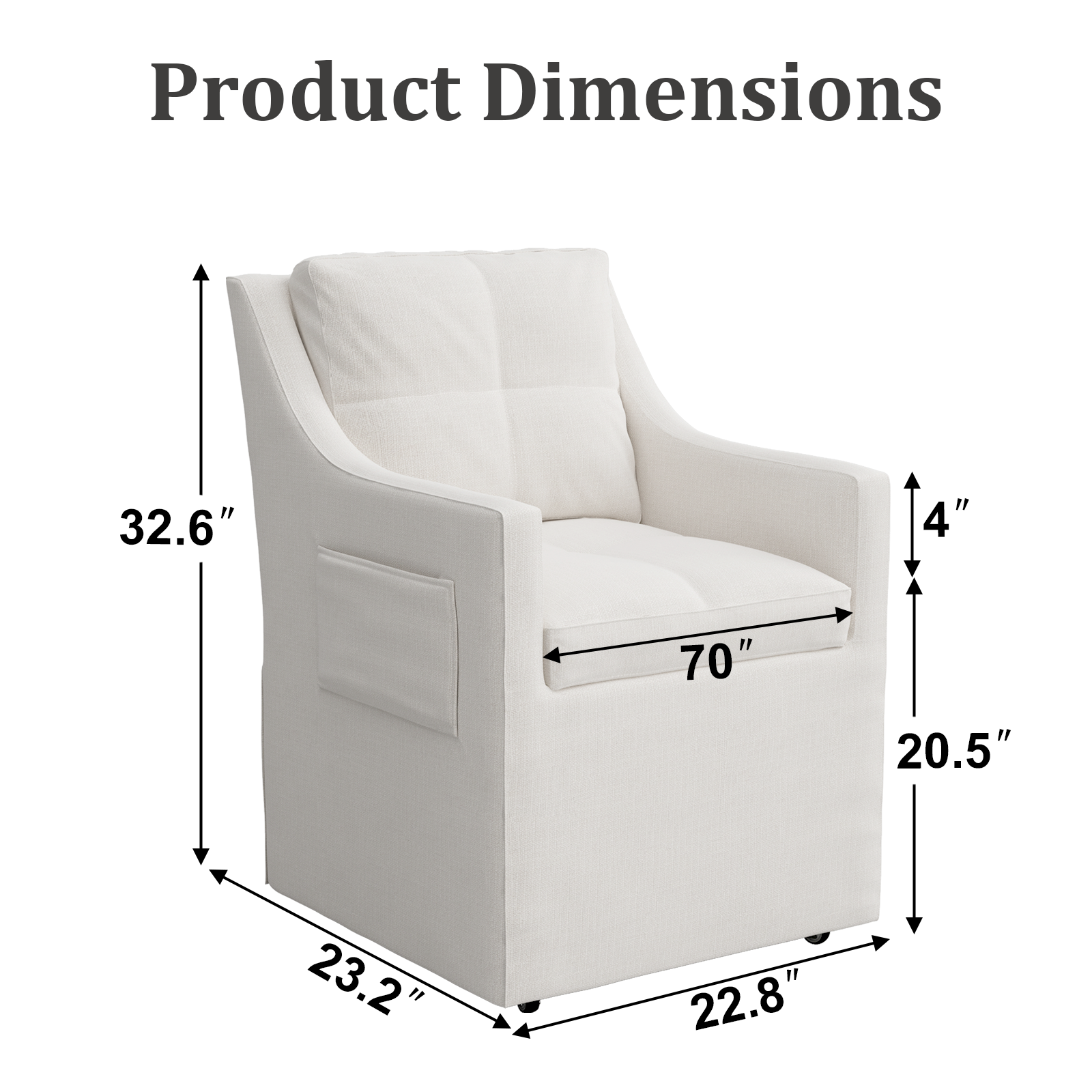 AUZ Upholstered Dining Armchair | Wheelchair with Arms | Swivel Accent Dining Chair | Suitable for Dining Room, Kitchen, Reception Room | C193