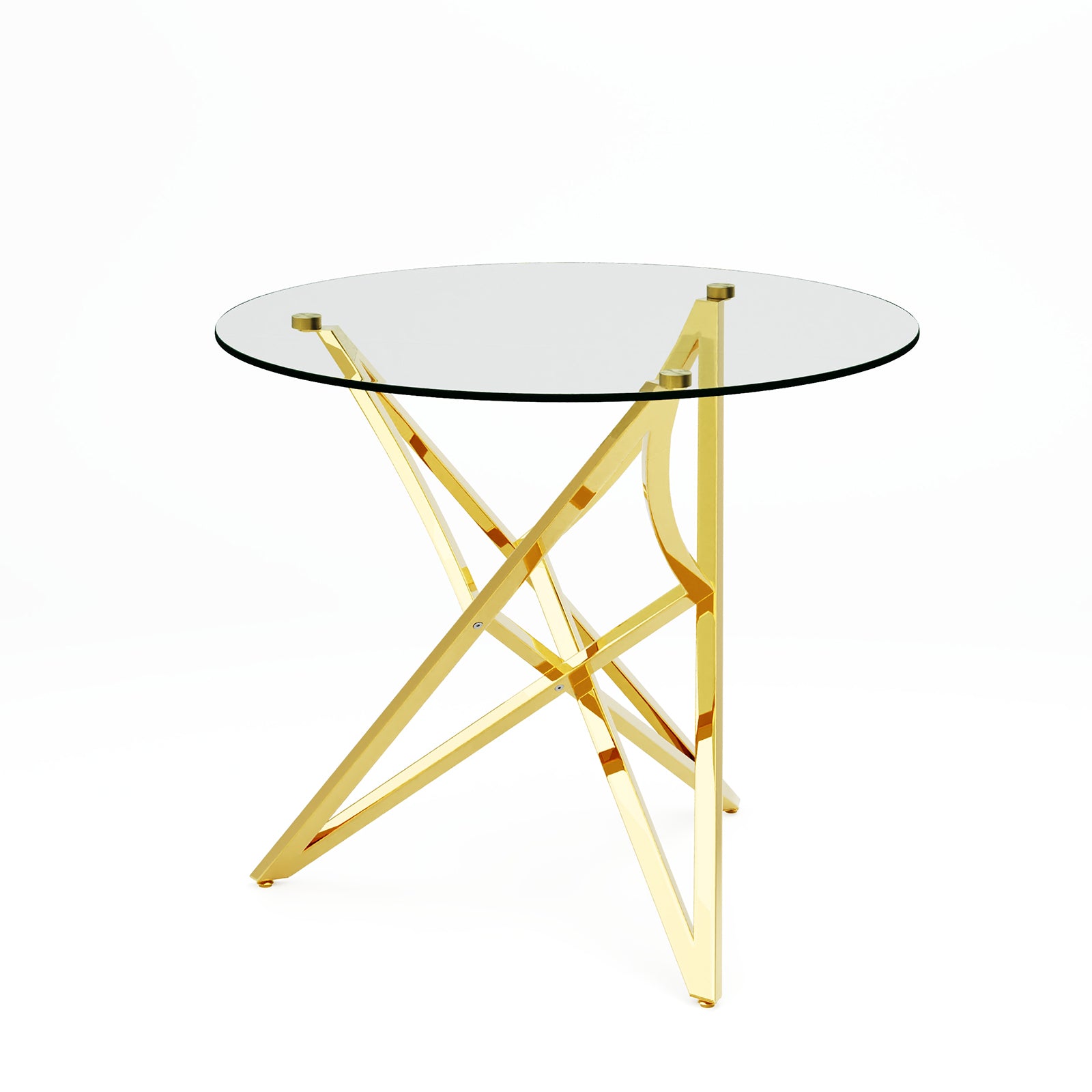 Round Dining Table | 36" Gold Glass Dining Table | Stable triangle structure | T232
