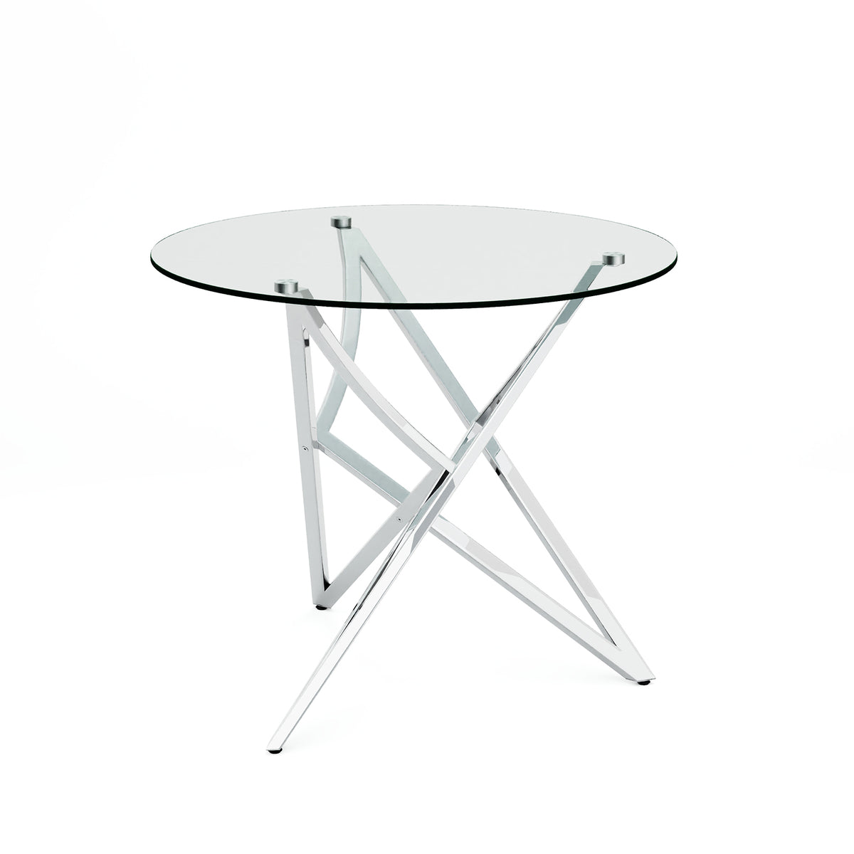 Round Dining Table | 36" Silver Glass Dining Table | Stable triangle structure | T233