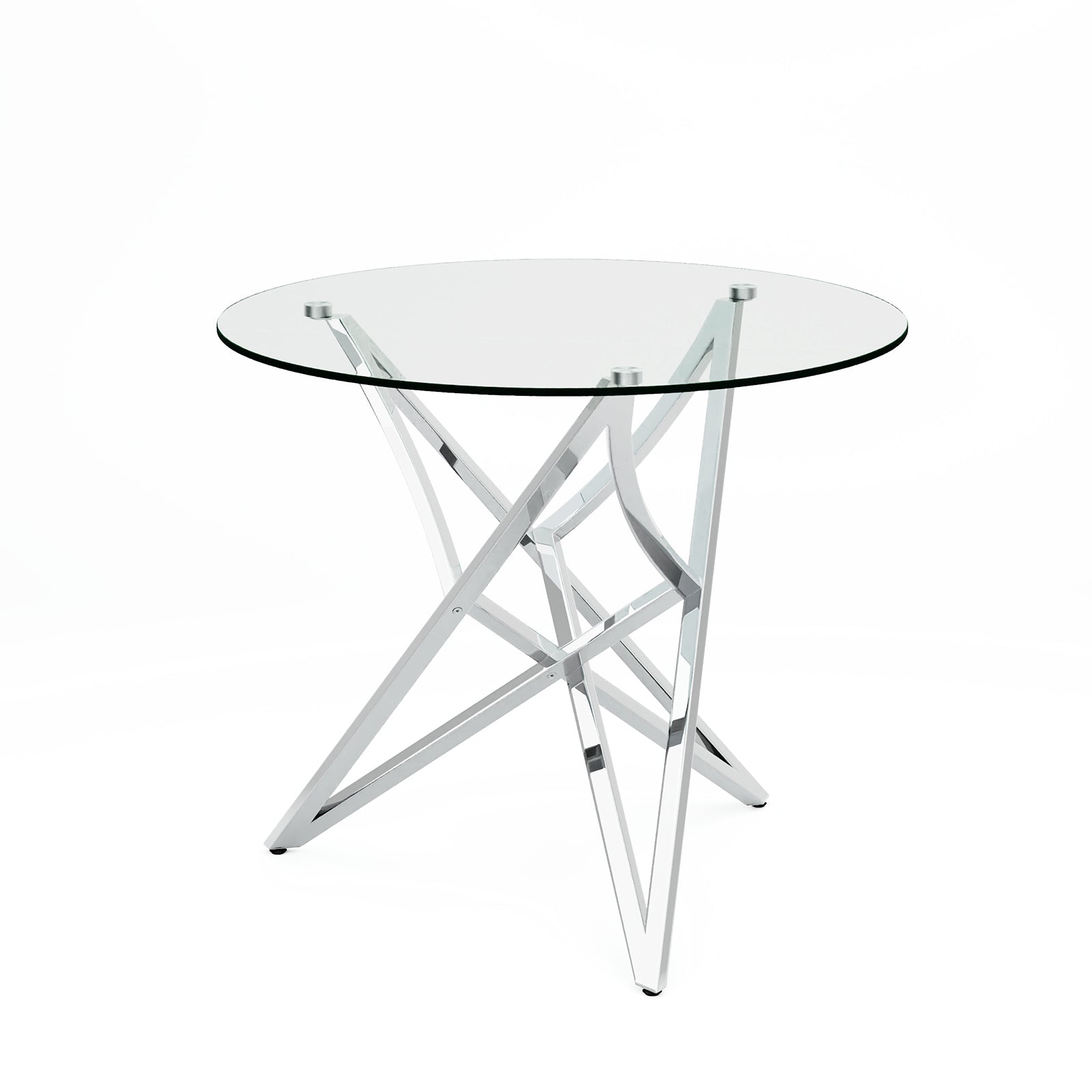 Round Dining Table | 36" Silver Glass Dining Table | Stable triangle structure | T233