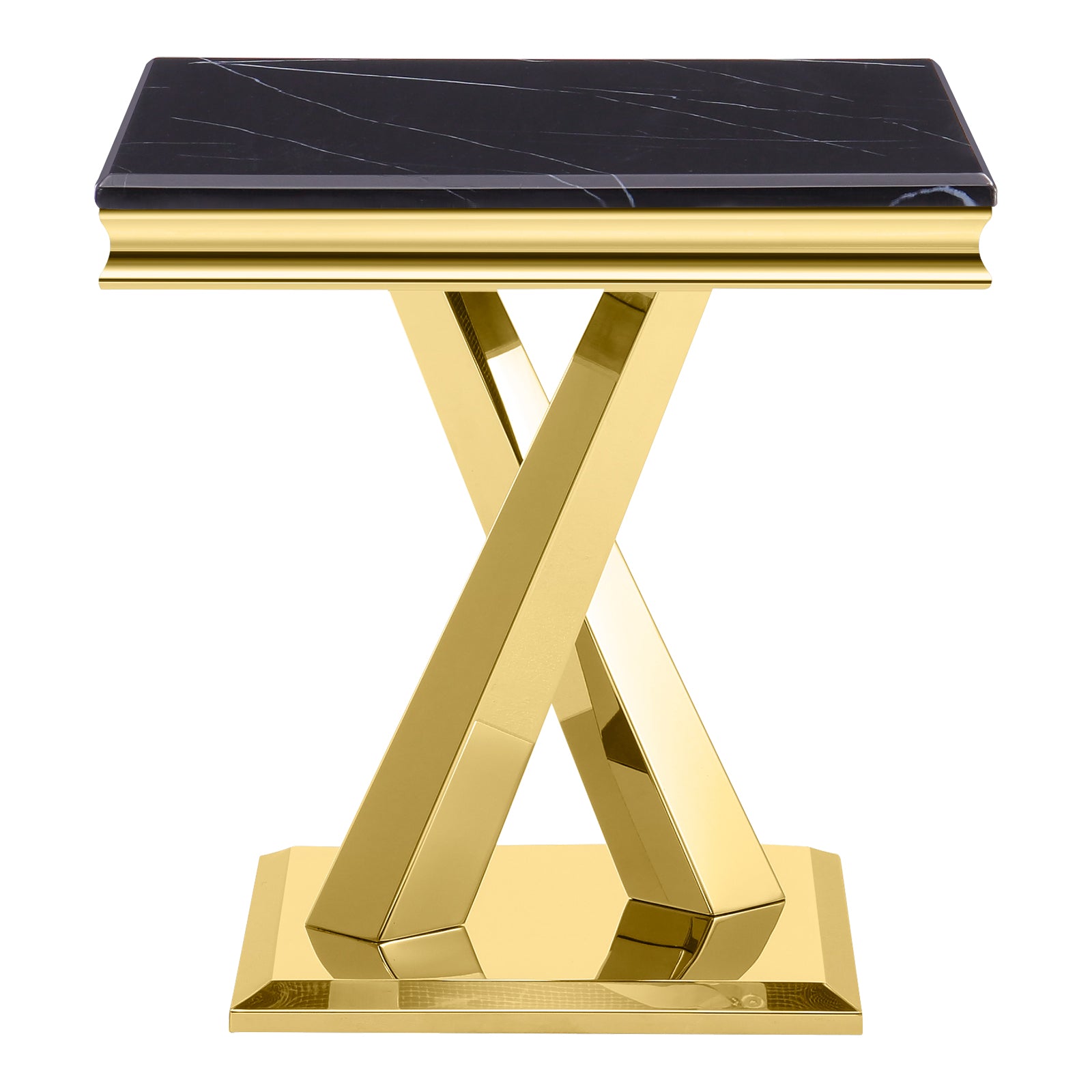 Black Gold Living room table Set | X Metal Base | L202