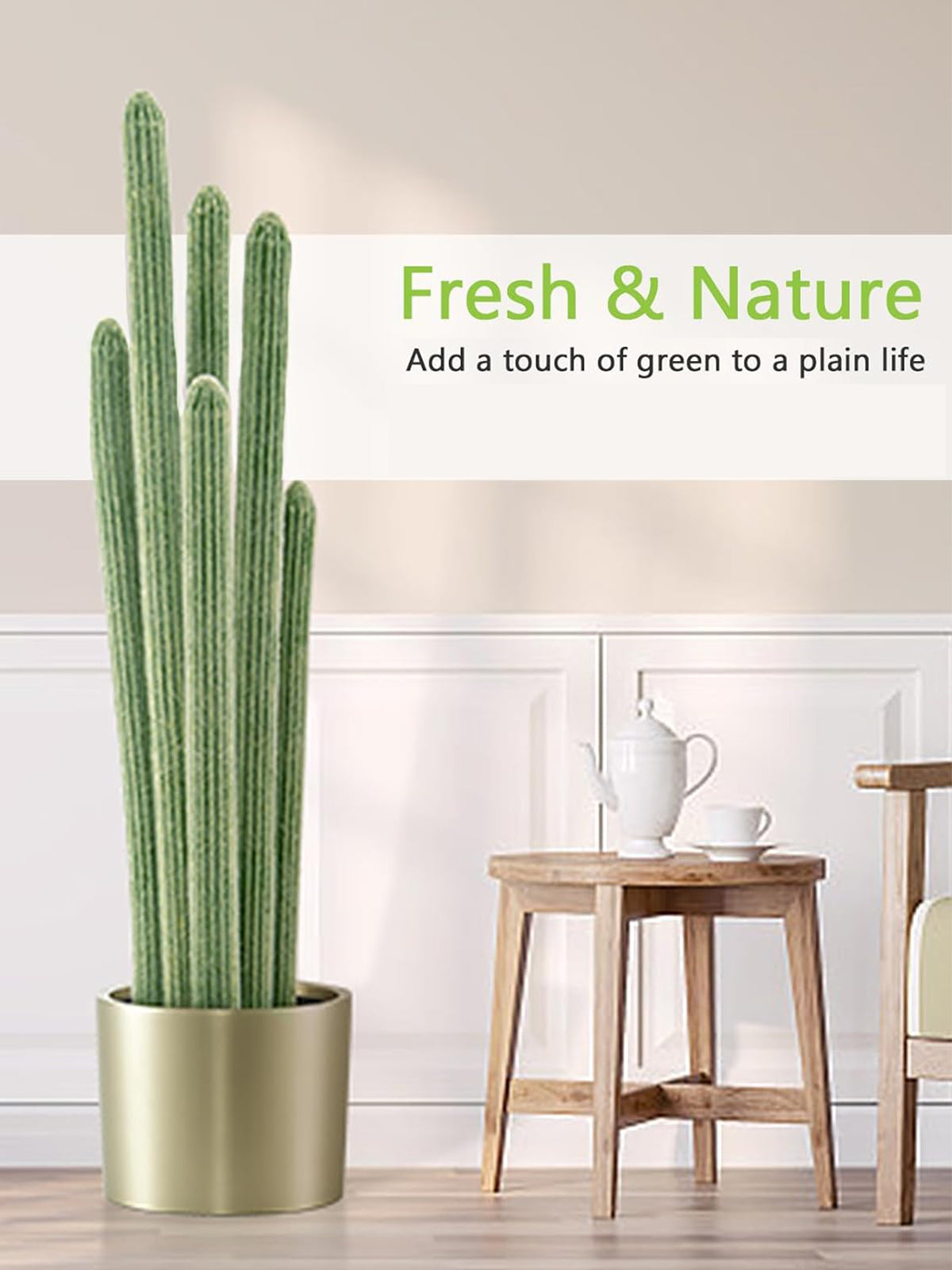 Artificial Cactus Plants | 47" Tall | Gold metal pot | A100