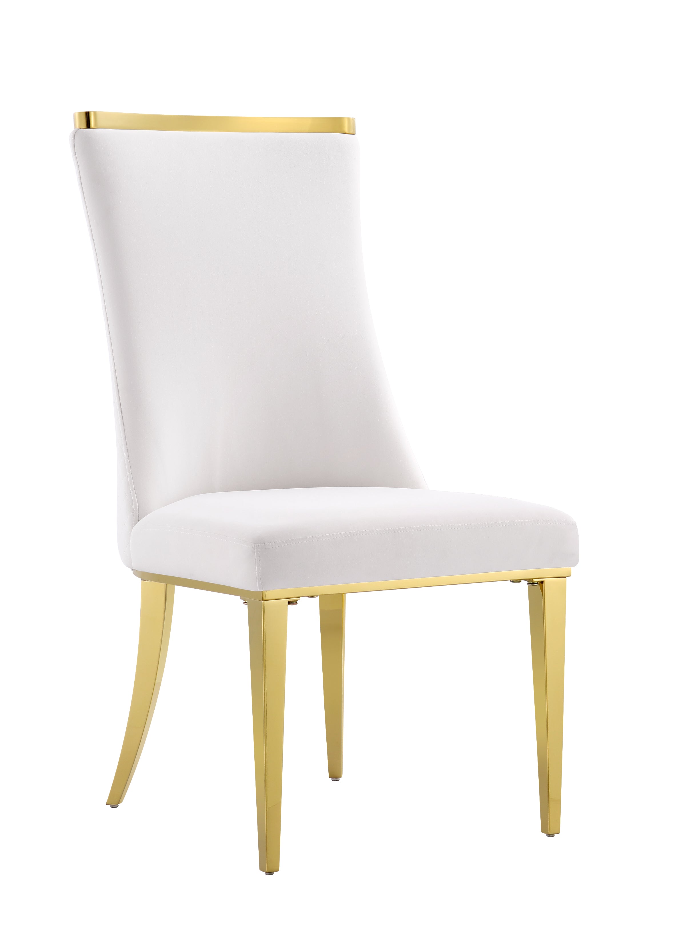 White Velvet Dining Chairs | Reticulate Texture Back| Gold Metal Legs | C137