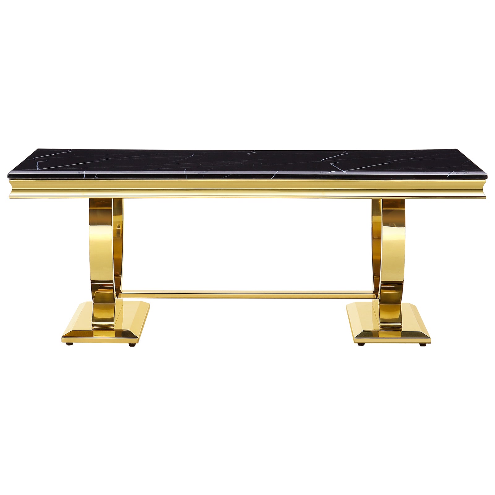 Black and Gold Living room table Set | U Metal Base | L204