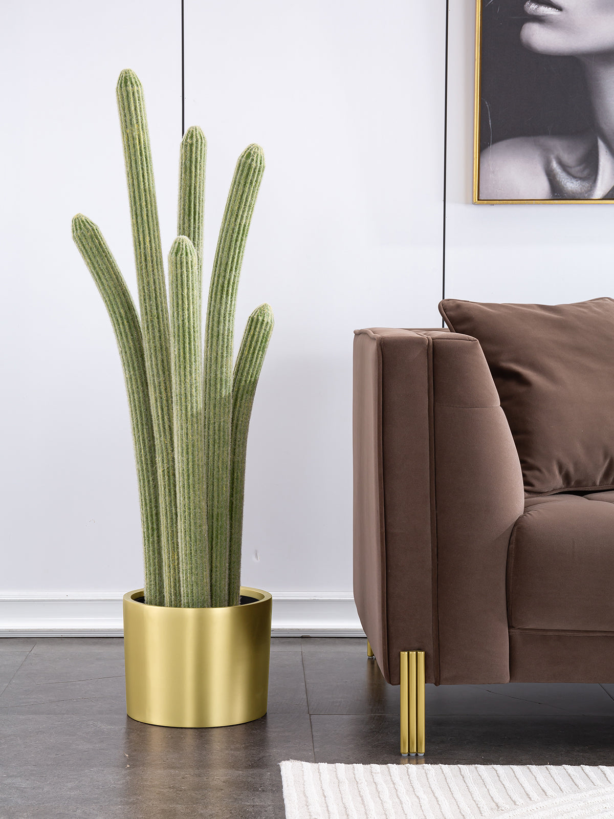 Artificial Cactus Plants | 47" Tall | Gold metal pot | A100