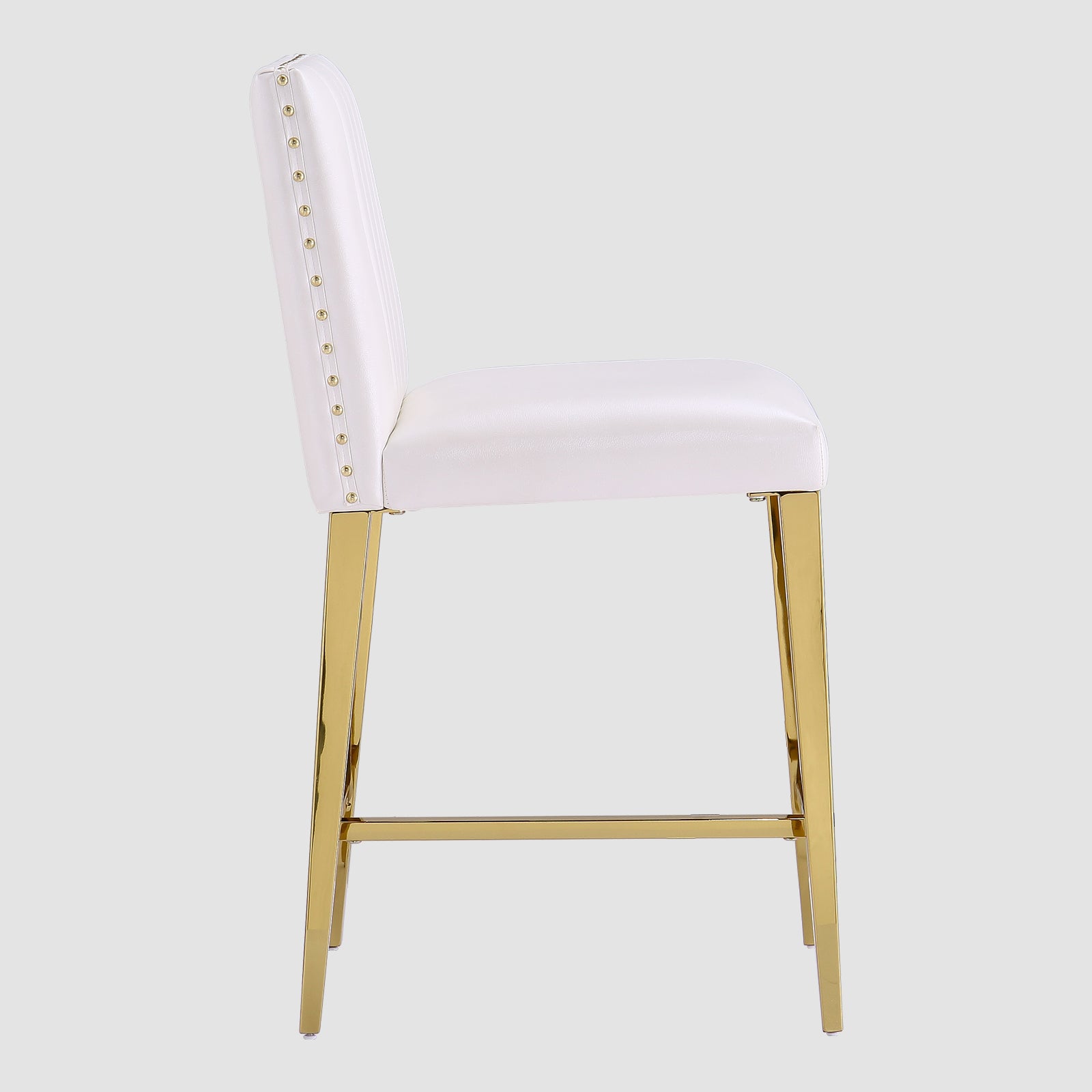Counter Height Bar Stools | White Faux Leather | 24.8-Inch Height