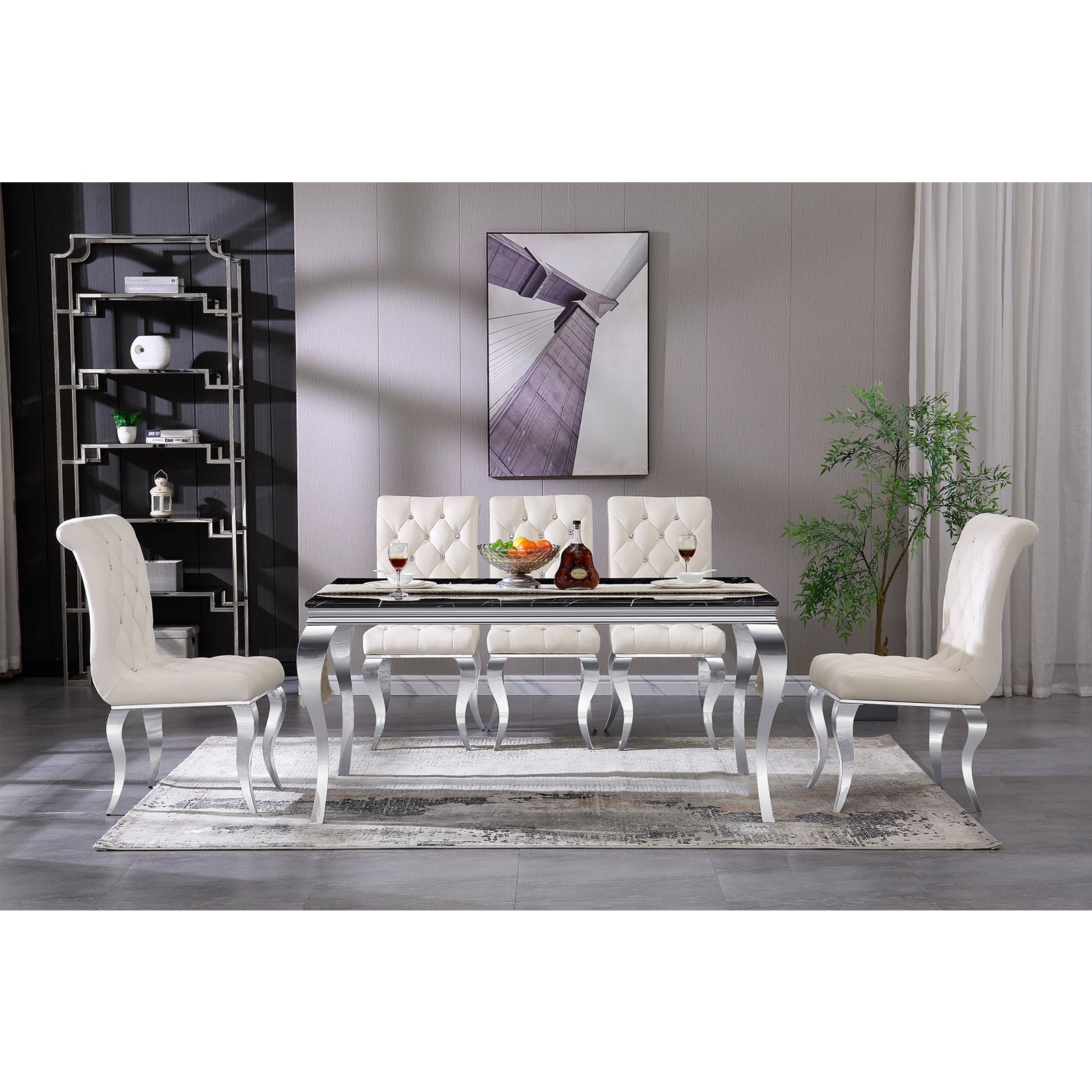 Wholesale White silver Velvet Dining Chairs