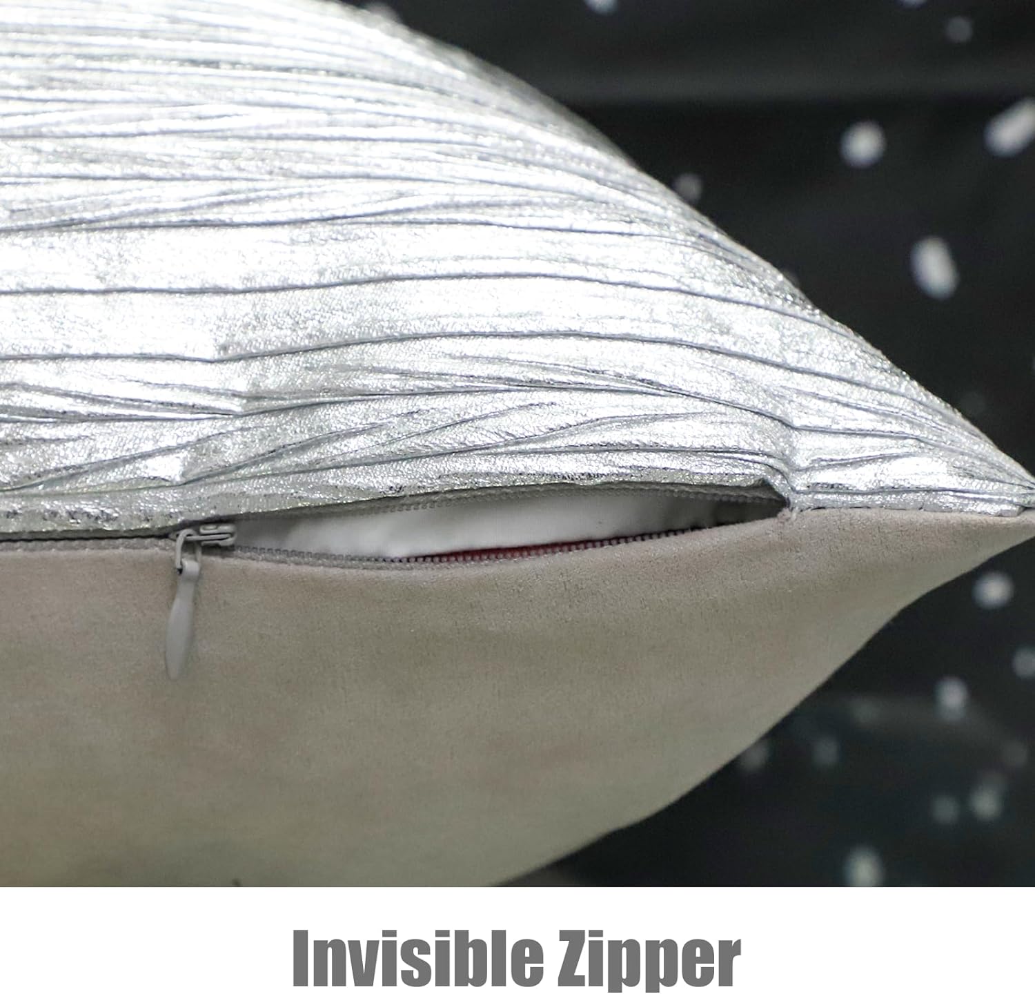 Silver Faux Leather Brushed Pillow Cover | 18''×18'' | P102