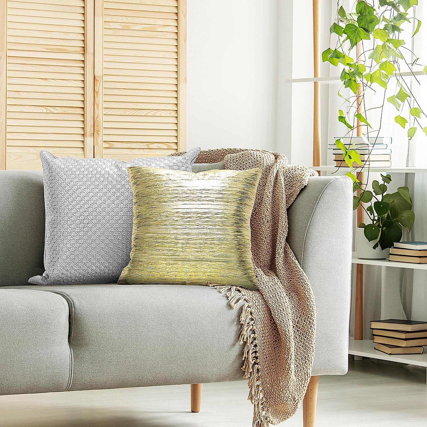 Gold Faux Leather Brushed Pillow Cover | 18''×18'' | P103