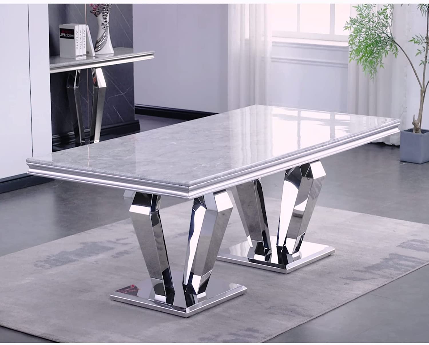 685-Set | AUZ White and Silver Dining room Sets for 6