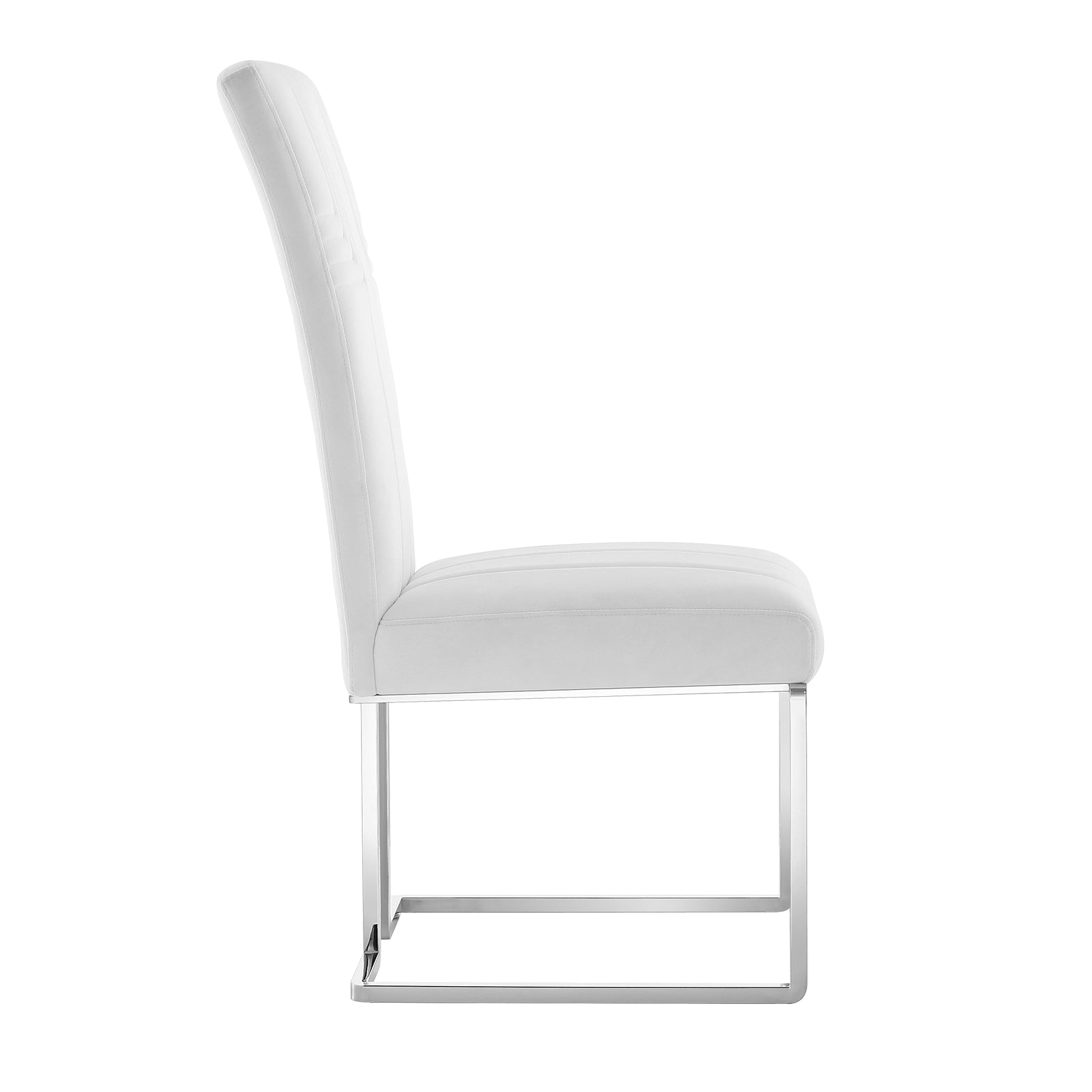 Off white Velvet dining chairs | Metal Sled Base| C118