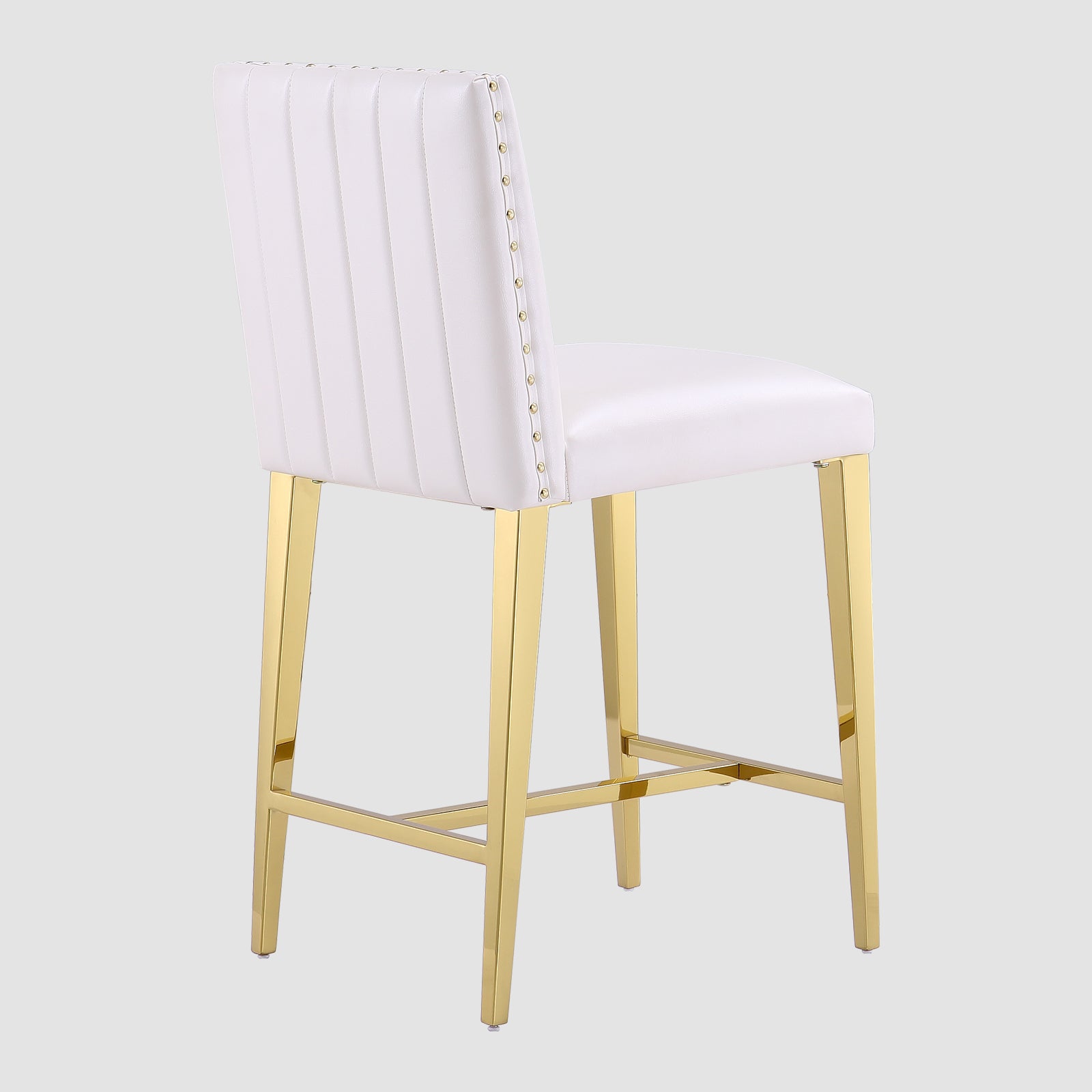 Counter Height Bar Stools | White Faux Leather | 24.8-Inch Height