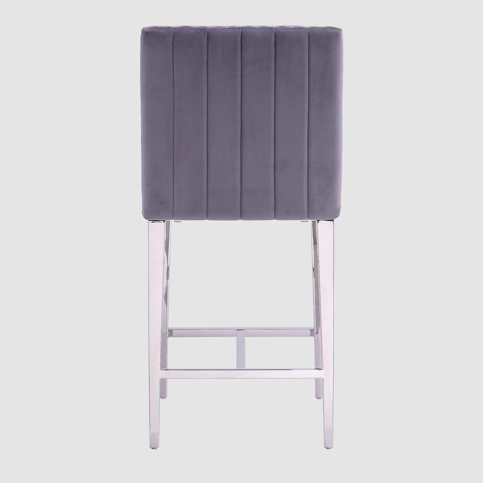 Counter Height Bar Stools | Gray Velvet | 24.8-Inch Height