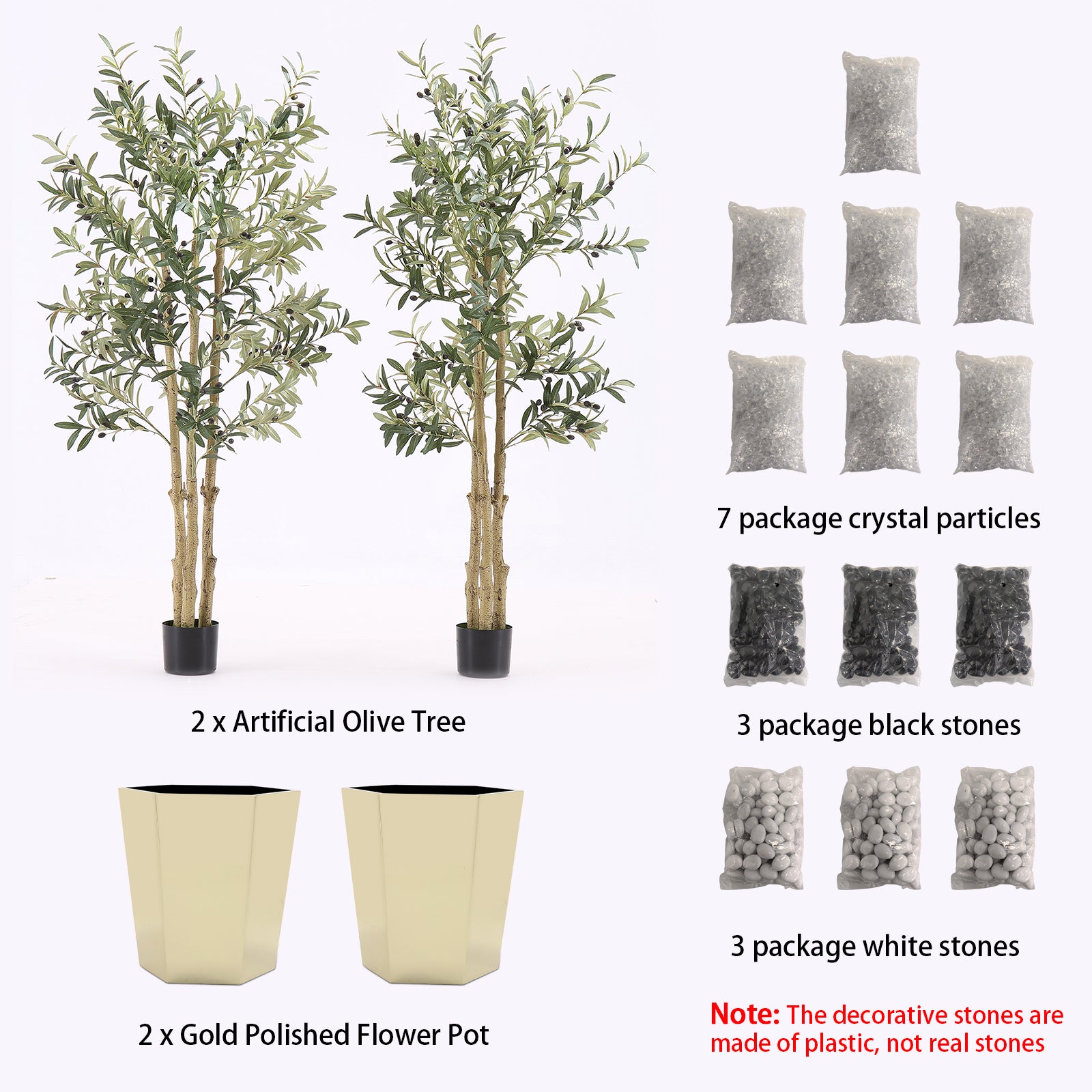 Artificial Olive Tree set of 2 | 5ft | Gold metal pot | A102