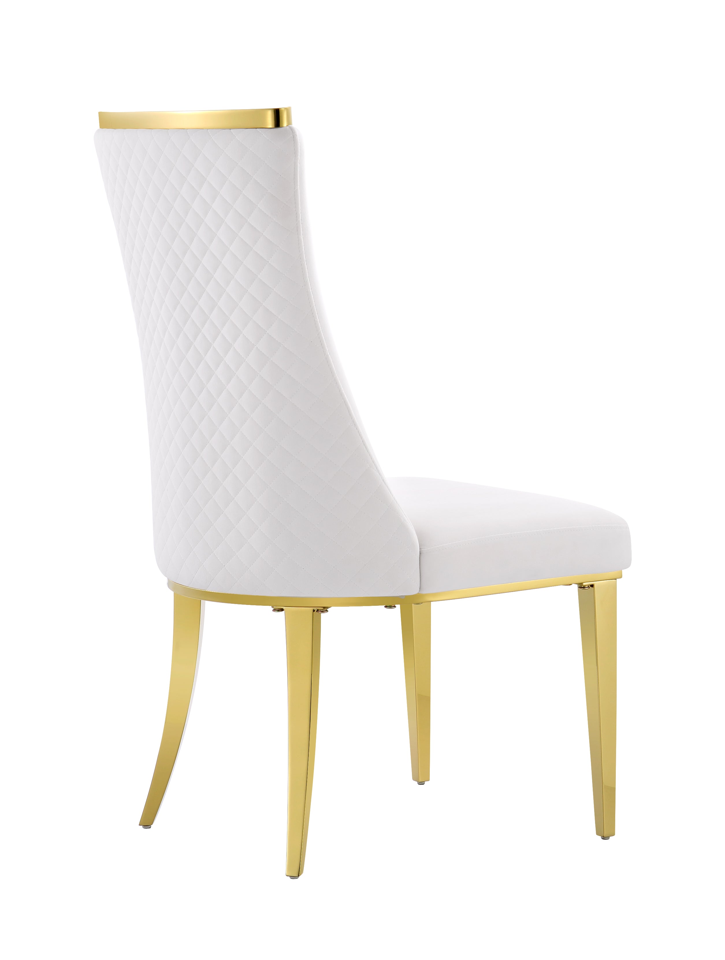 White Velvet Dining Chairs | Reticulate Texture Back| Gold Metal Legs | C137