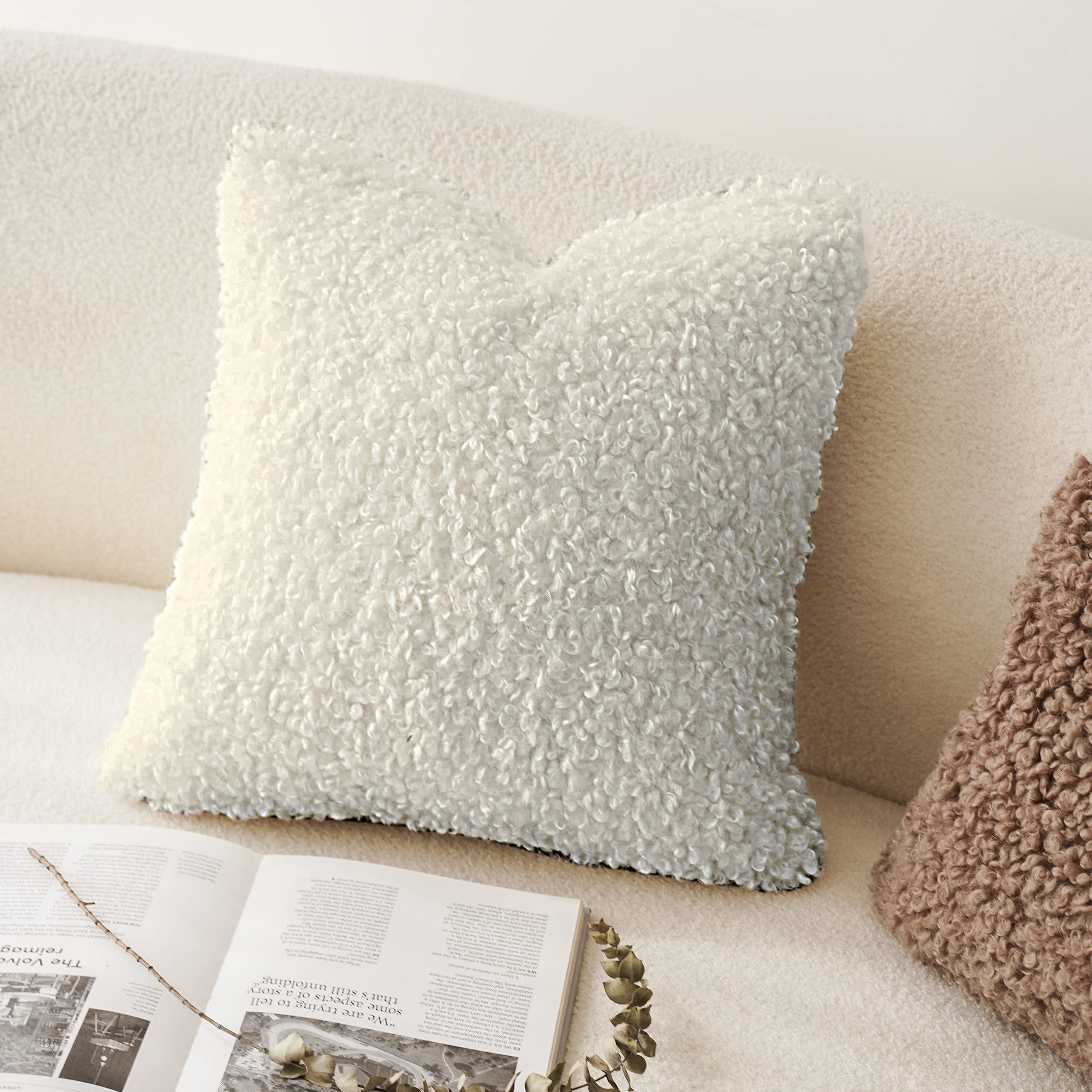 Off-White Velvet Throw Pillow Covers | 18''×18'' | P105