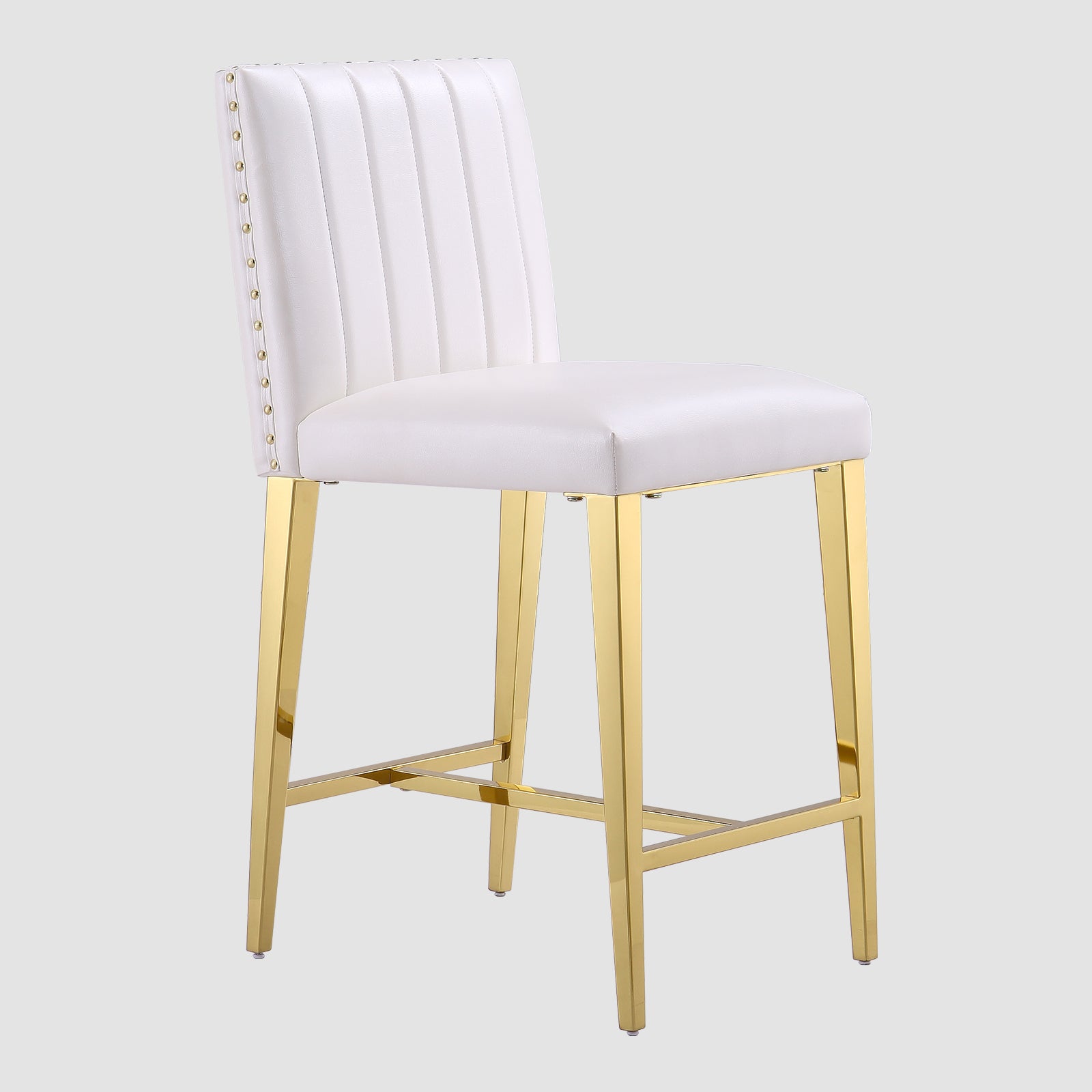 Counter Height Bar Stools | White Faux Leather | 24.8-Inch Height