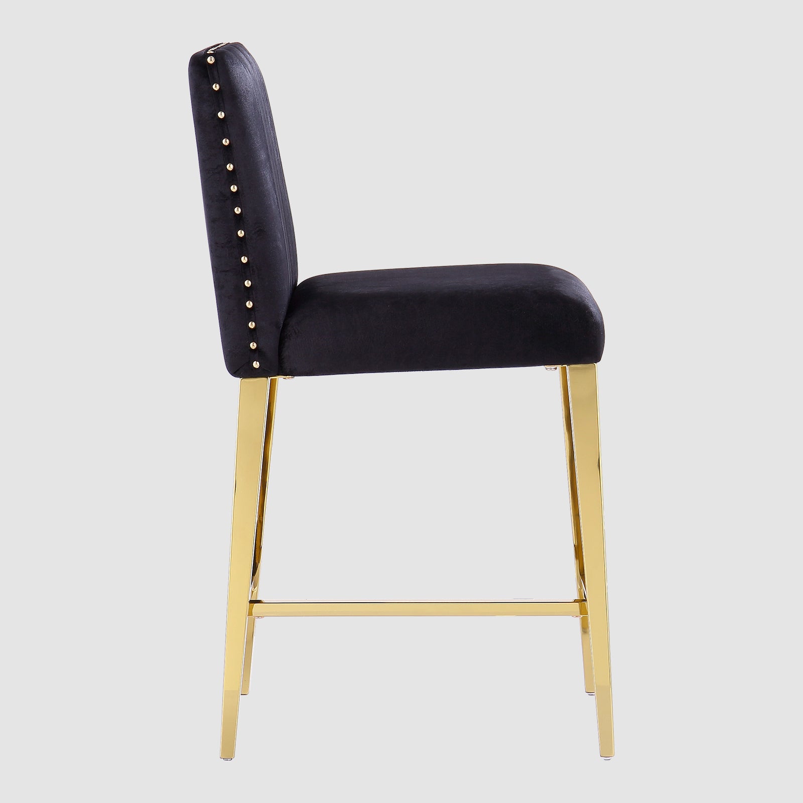 Counter Height Bar Stools | Black Velvet | 24.8-Inch Height