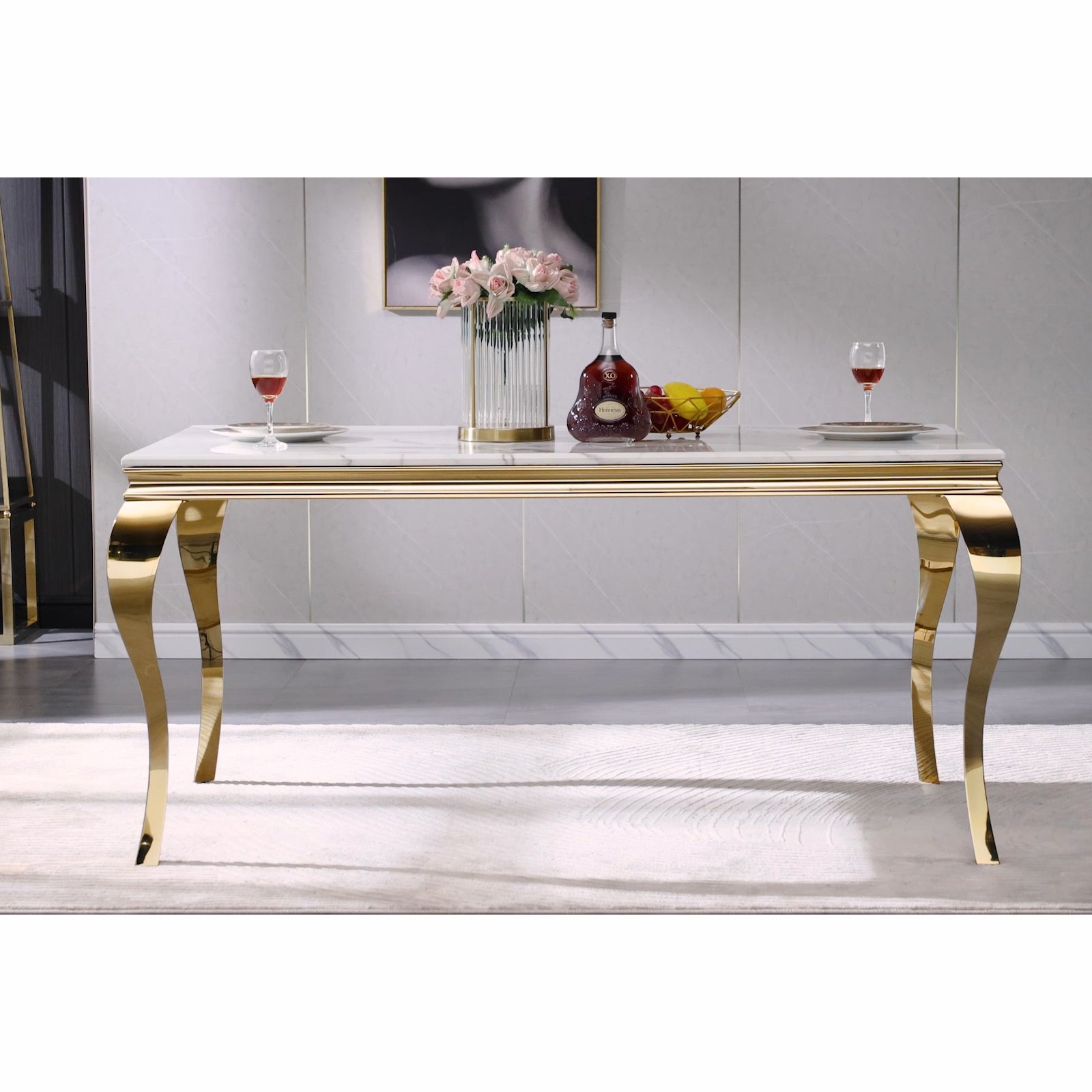 698 Set | AUZ White and gold Dining room Sets for 6