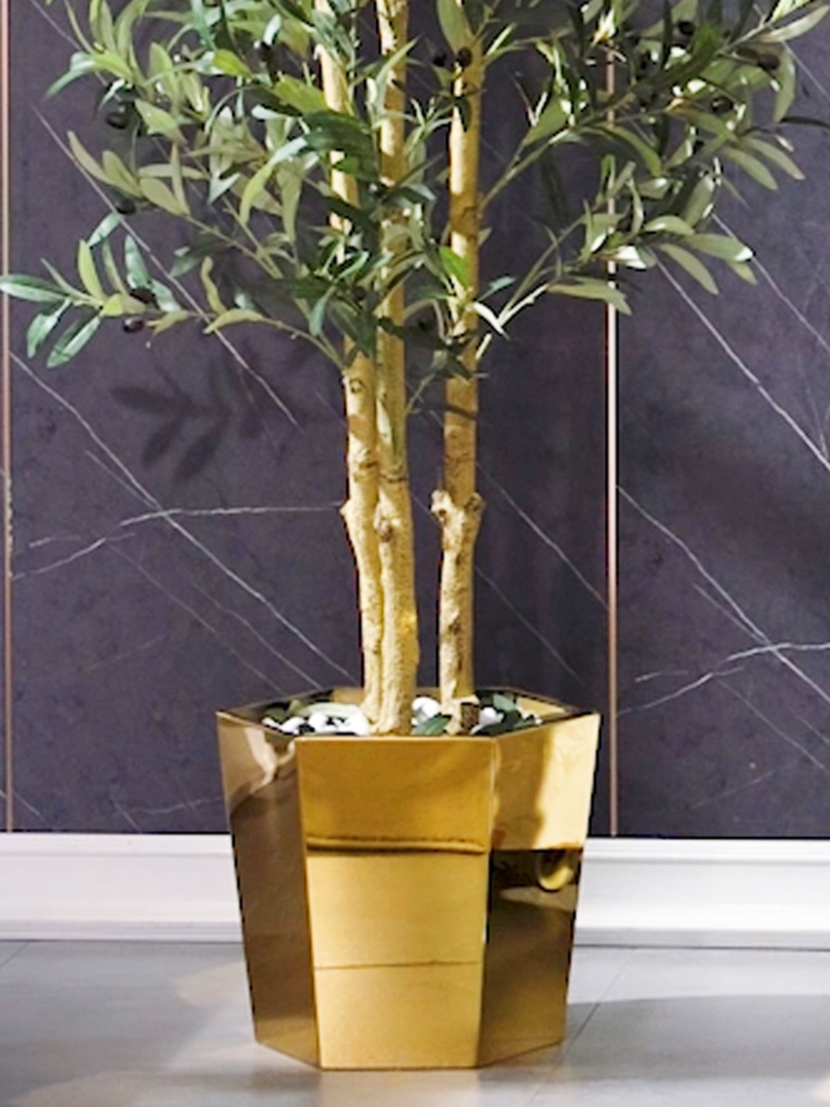Artificial Olive Tree set of 2 | 5ft | Gold metal pot | A102