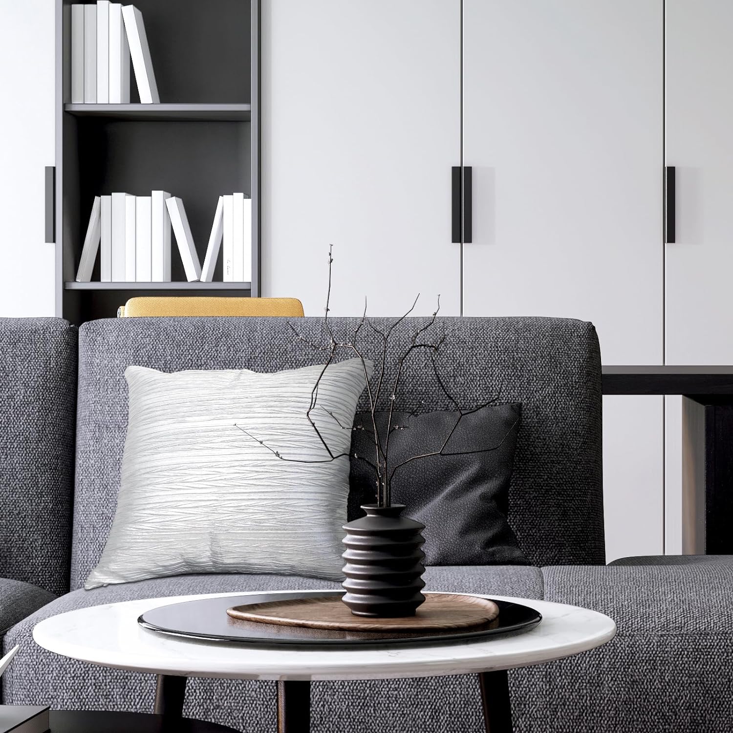 Silver Faux Leather Brushed Pillow Cover | 18''×18'' | P102