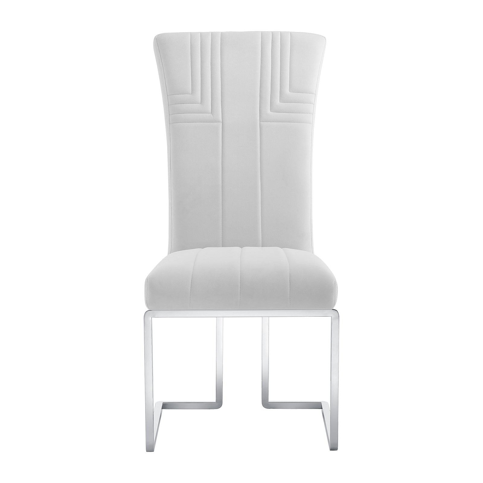Off white Velvet dining chairs | Metal Sled Base| C118