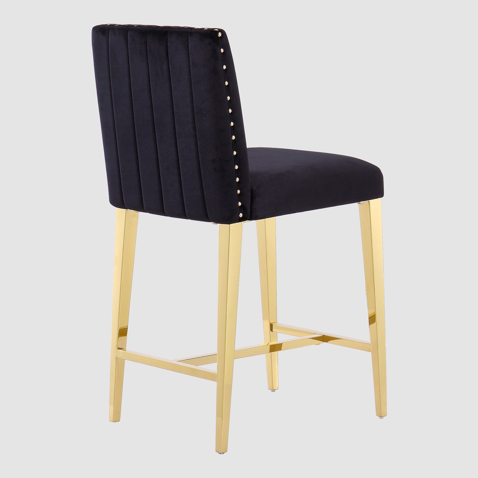 Counter Height Bar Stools | Black Velvet | 24.8-Inch Height