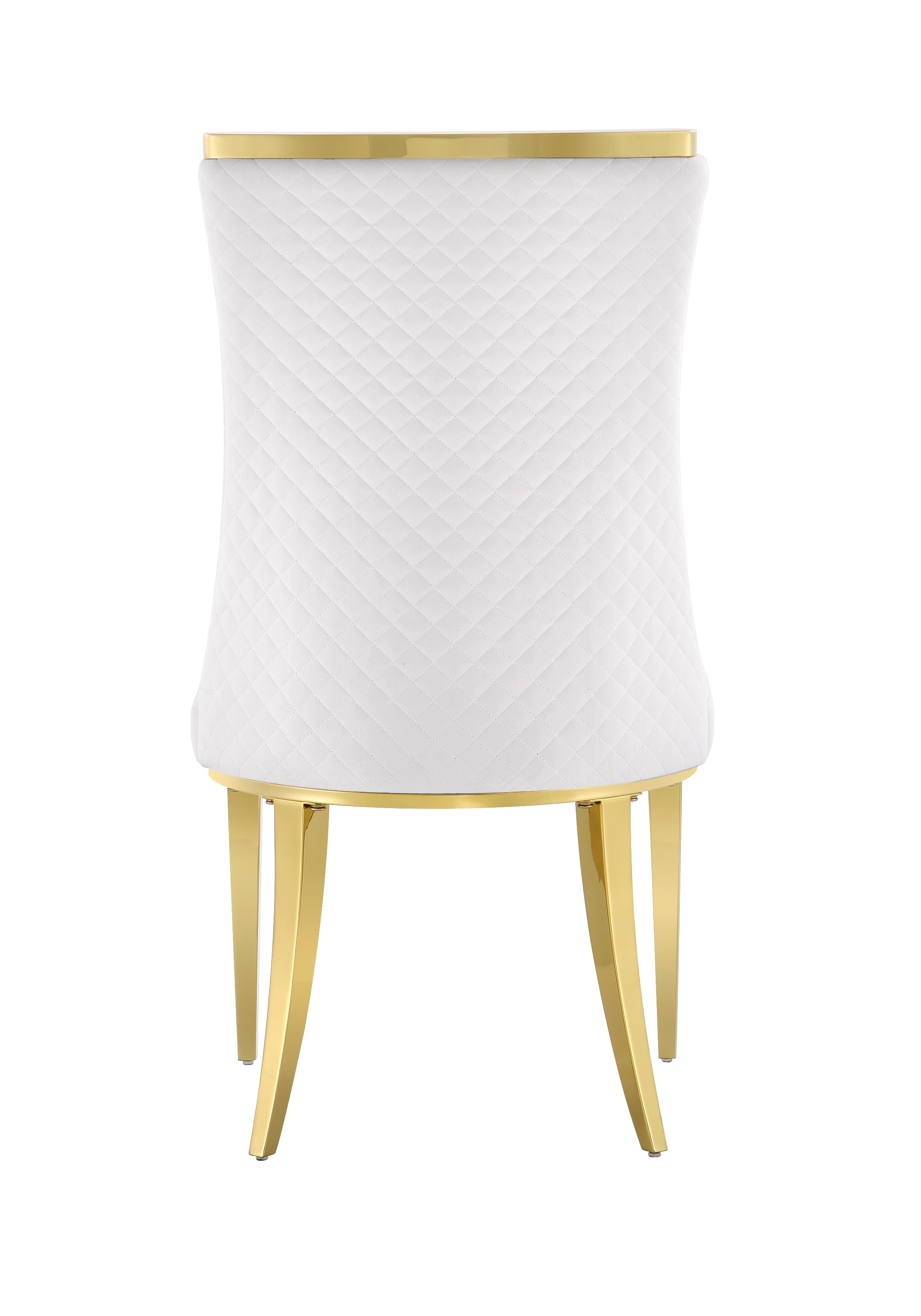 White Velvet Dining Chairs | Reticulate Texture Back| Gold Metal Legs | C137
