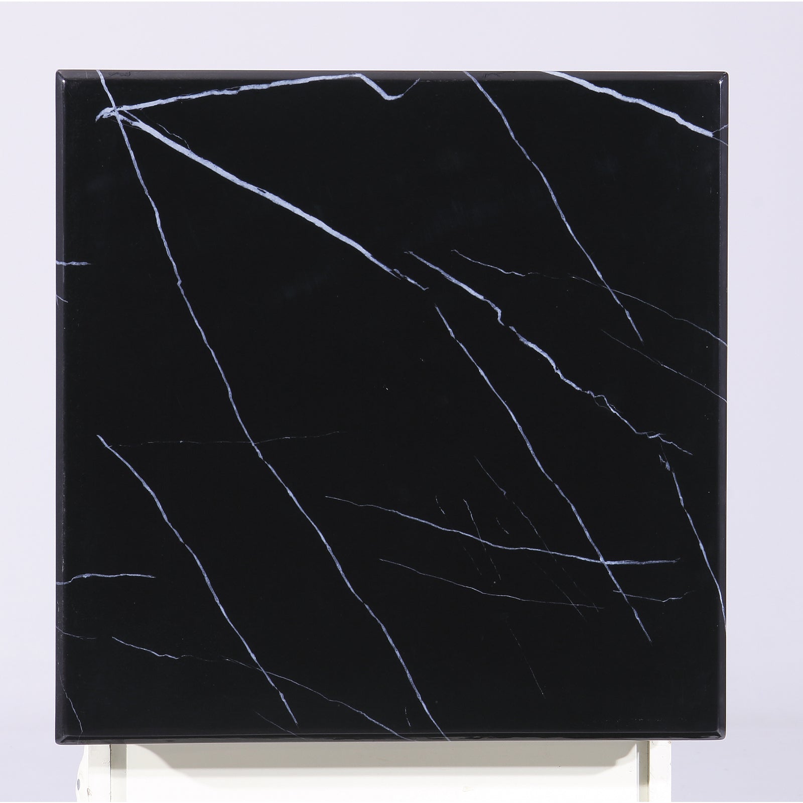 Black End Table with gold x base | E404