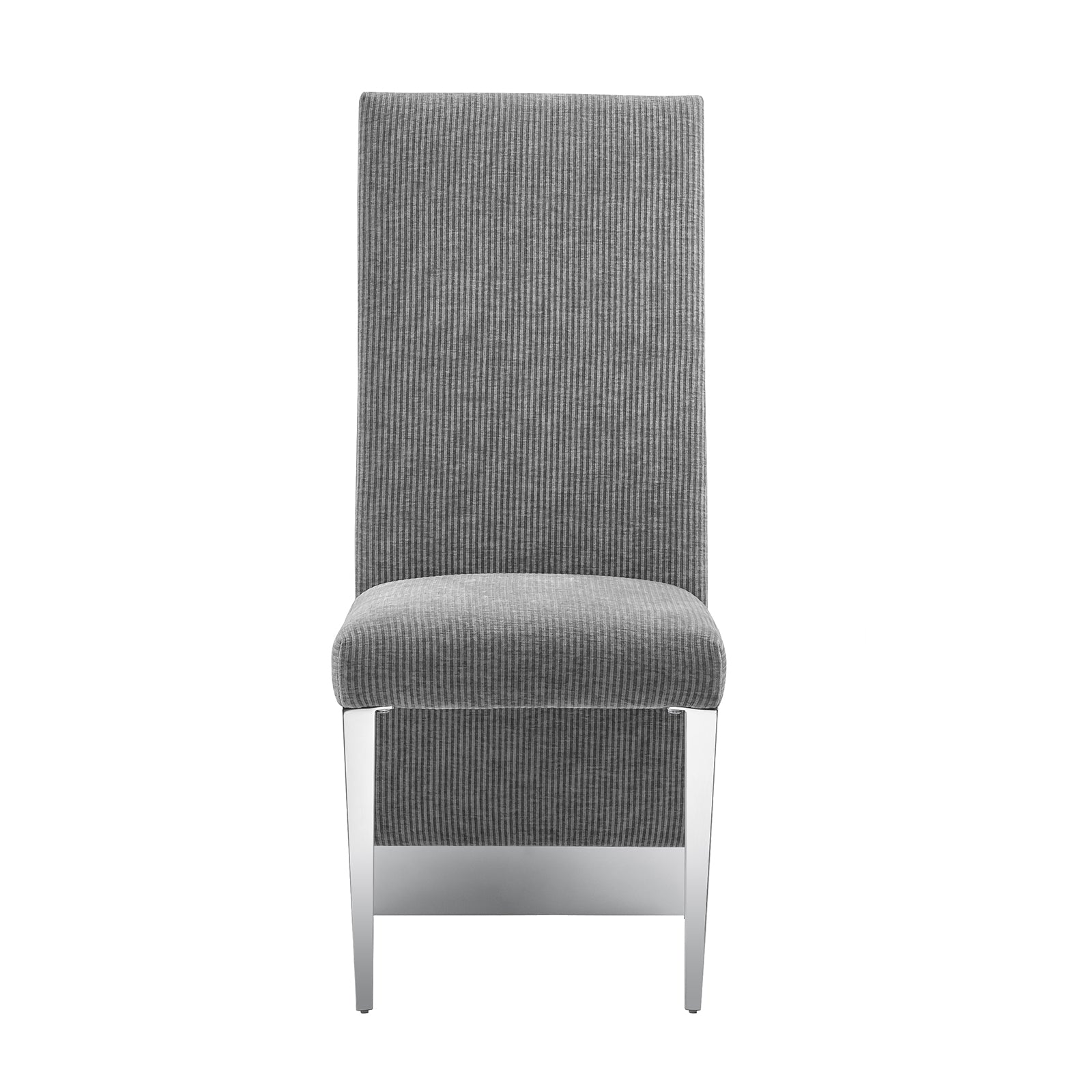 Gray Dining Chairs | Nailhead Trims Dining room Chairs| Stainless steel Legs|stripe Chairs C176