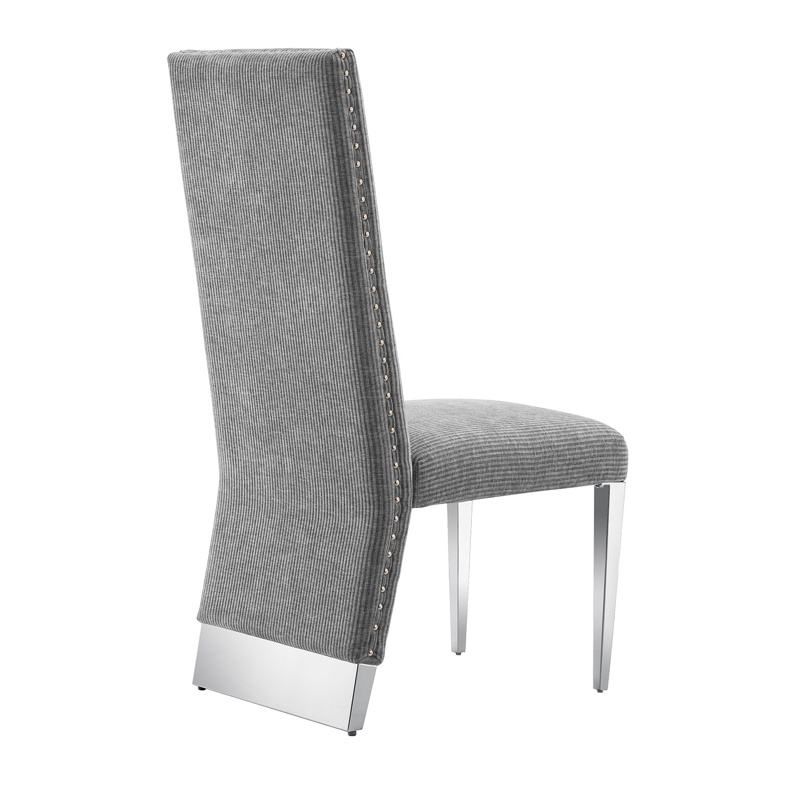 Gray Dining Chairs | Nailhead Trims Dining room Chairs| Stainless steel Legs|stripe Chairs C176