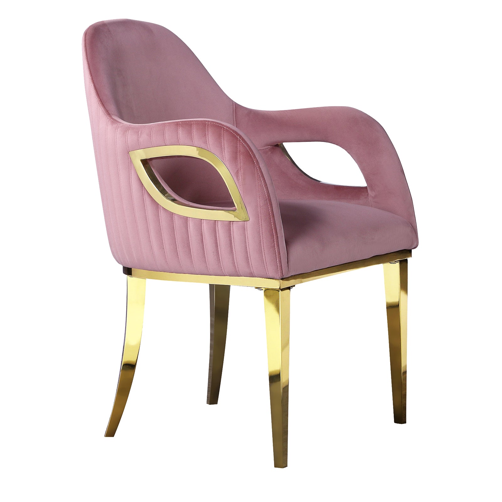 Pink Velvet Chairs | Fox-Eye Armrest | Gold metal legs | C101